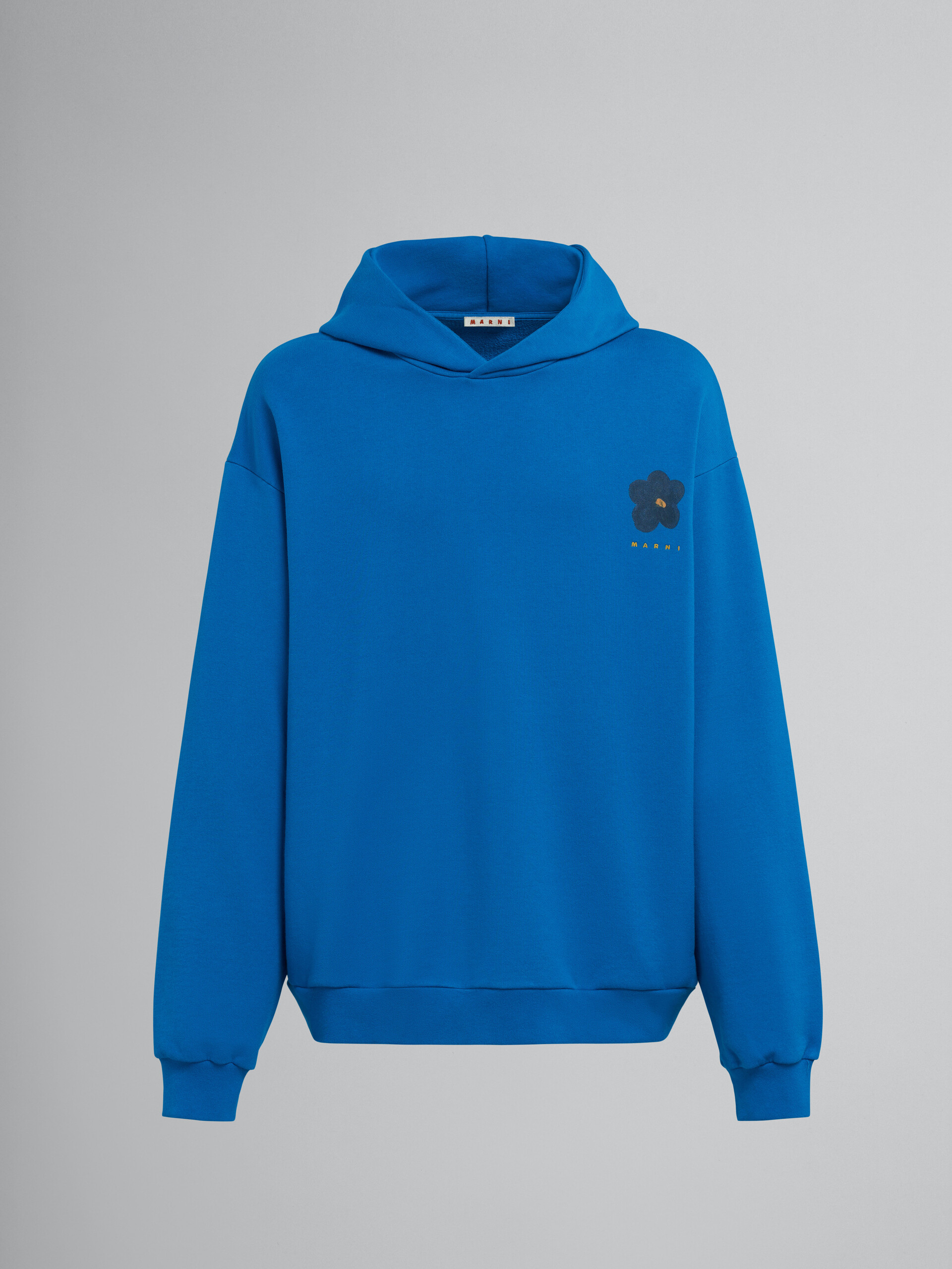 Black Daisy print blue cotton hooded sweatshirt - Sweaters - Image 1