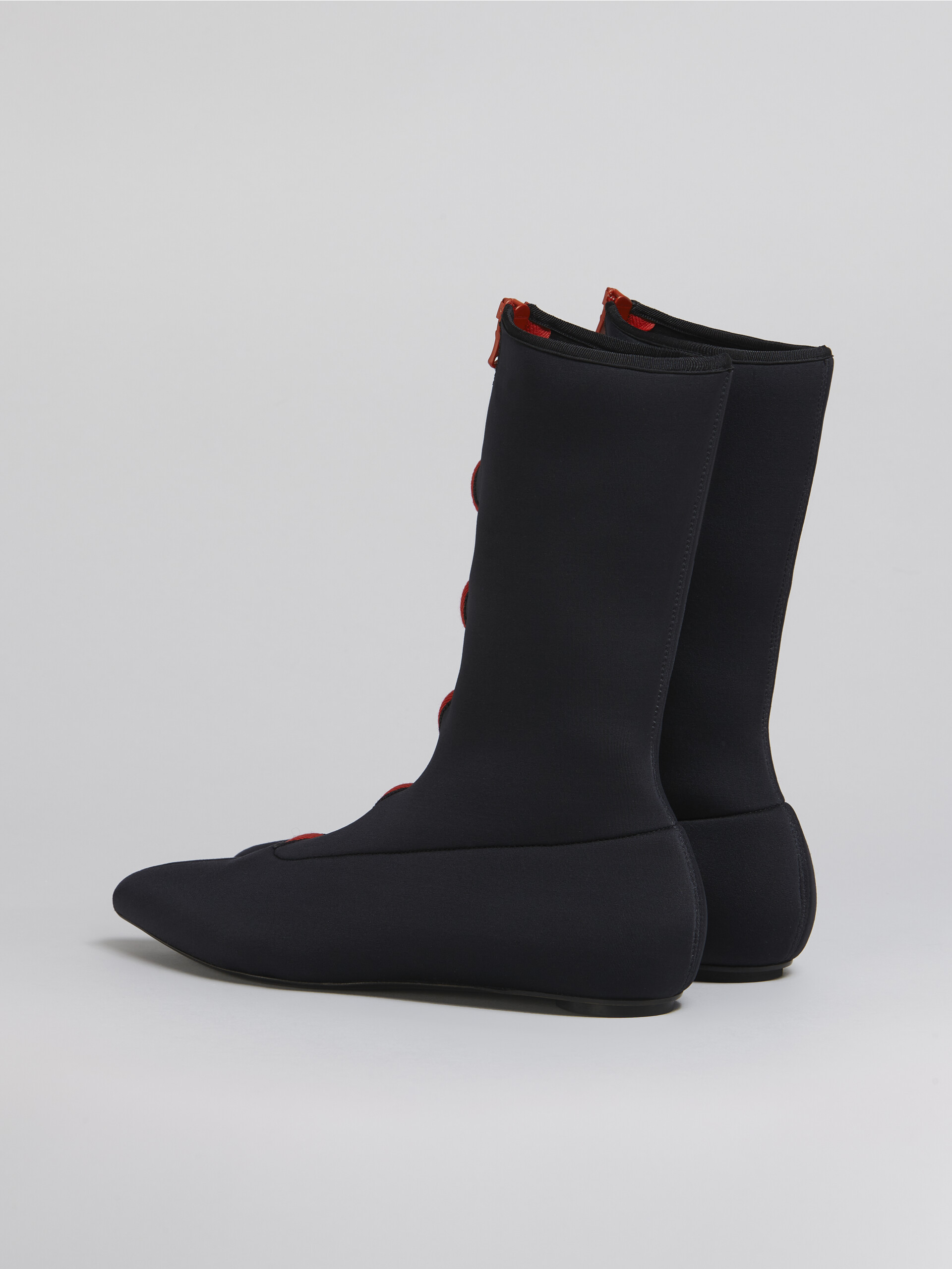 Pointed flat bootie in stretch neoprene - Boots - Image 3
