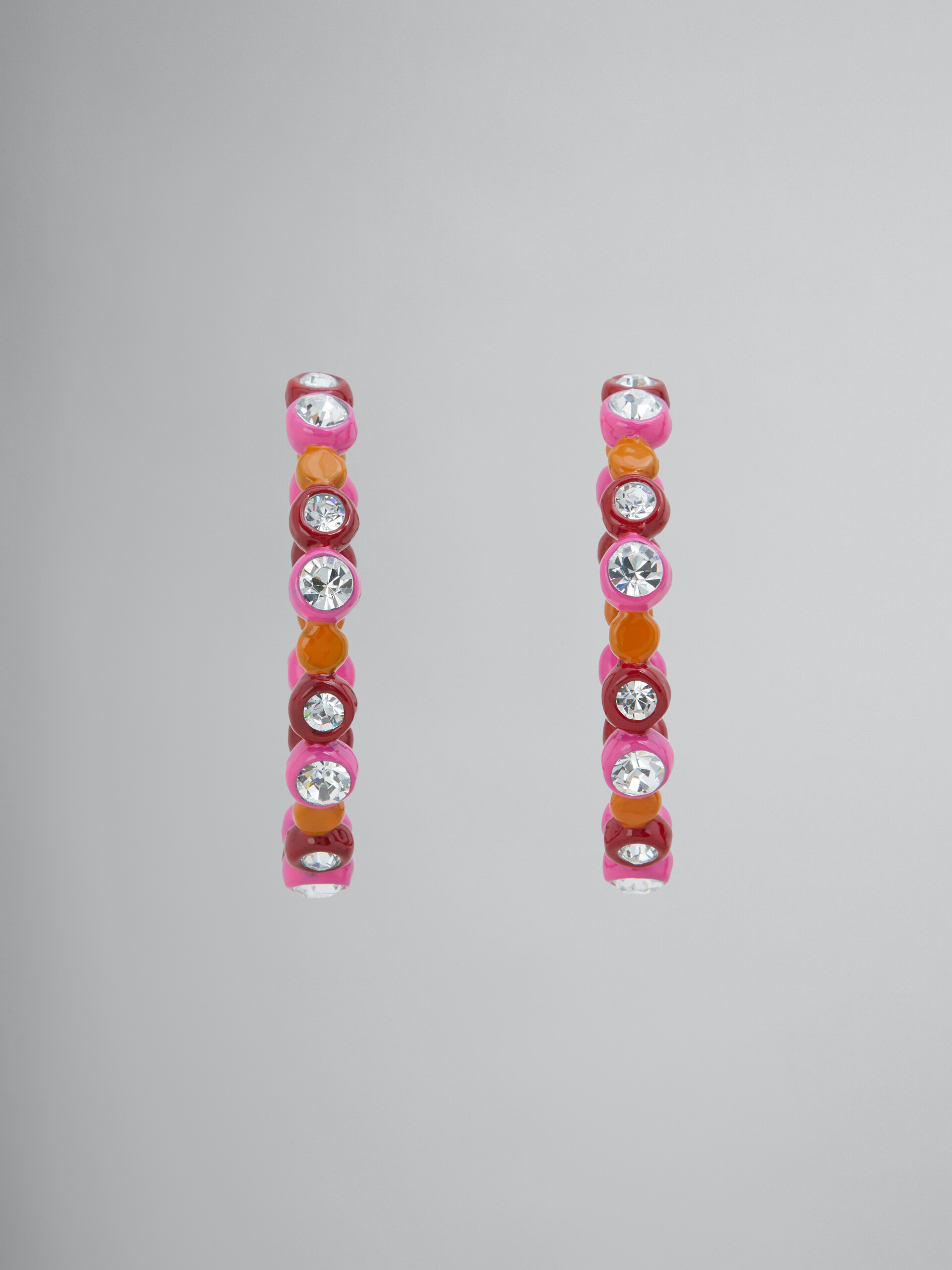 Bezel-set rhinestone resin hoop earrings - Earrings - Image 1