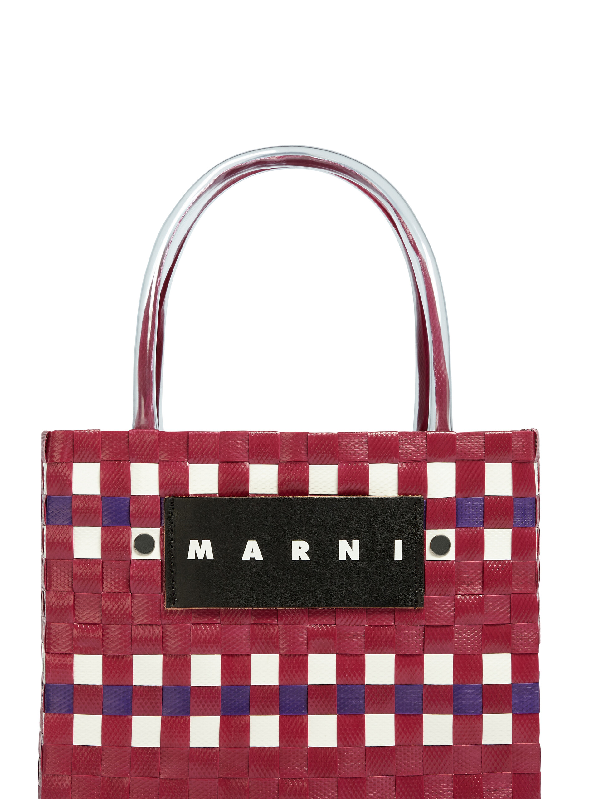 MARNI MARKET BASKET bag in pink woven material - Shopping Bags - Image 4