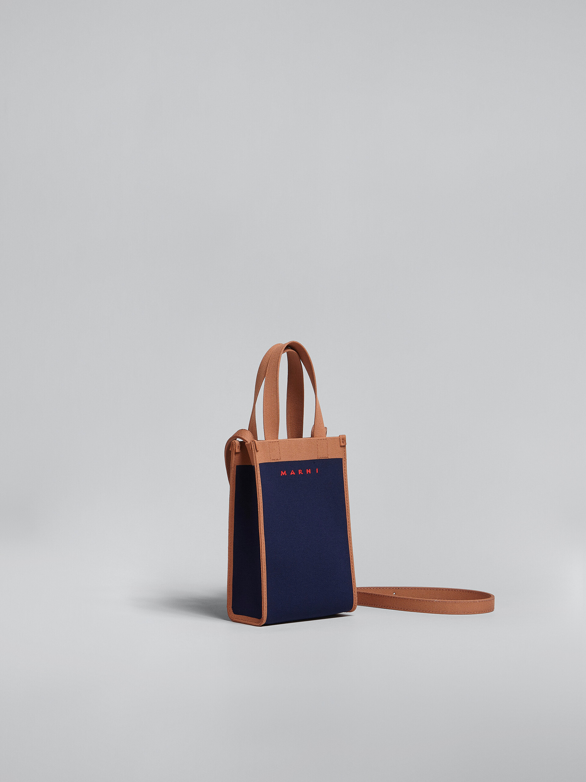 Blue and brown jacquard shoulder bag - Shoulder Bag - Image 6