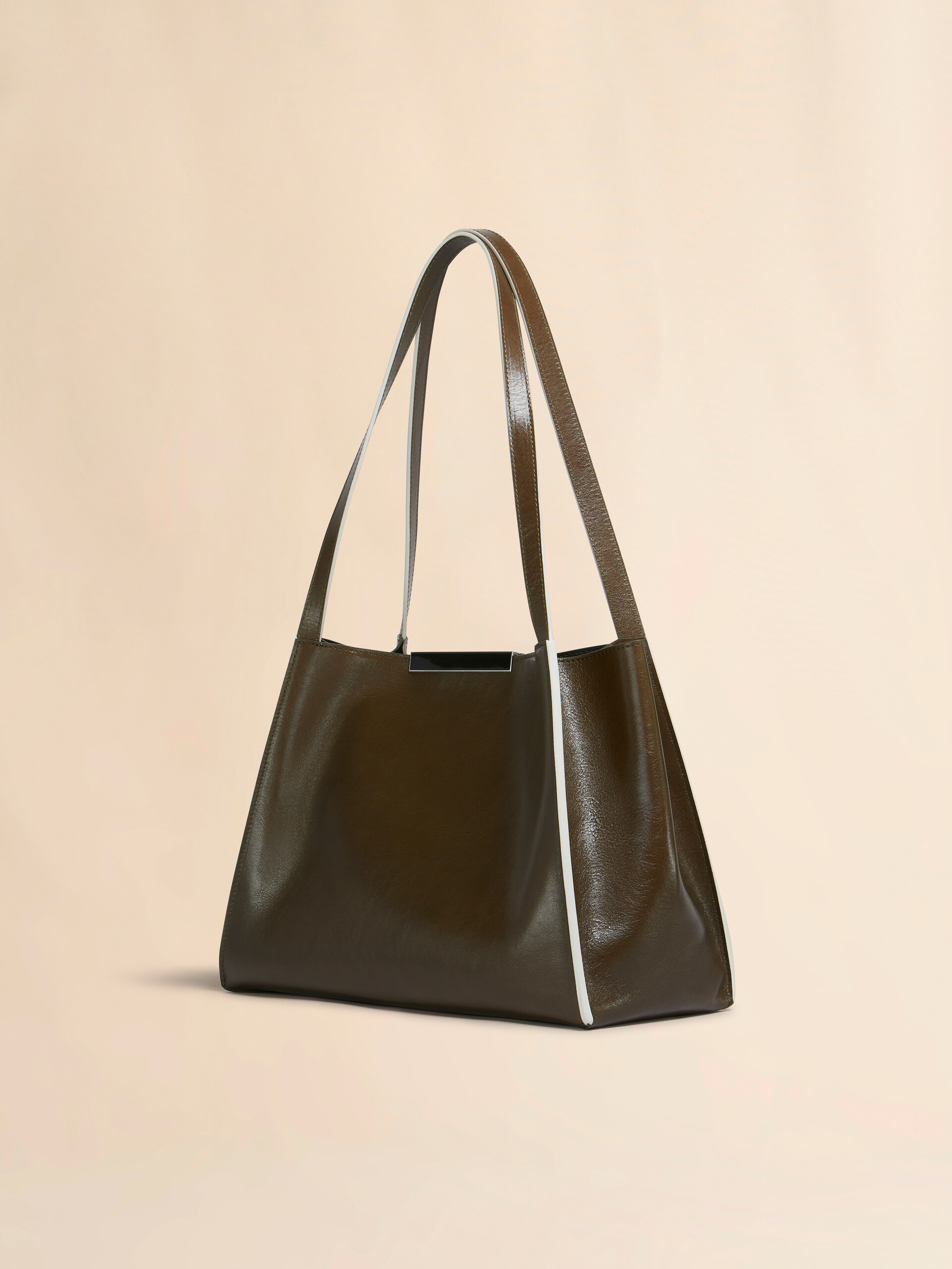 Black leather Cresta E/W small tote bag - Shopping Bags - Image 3
