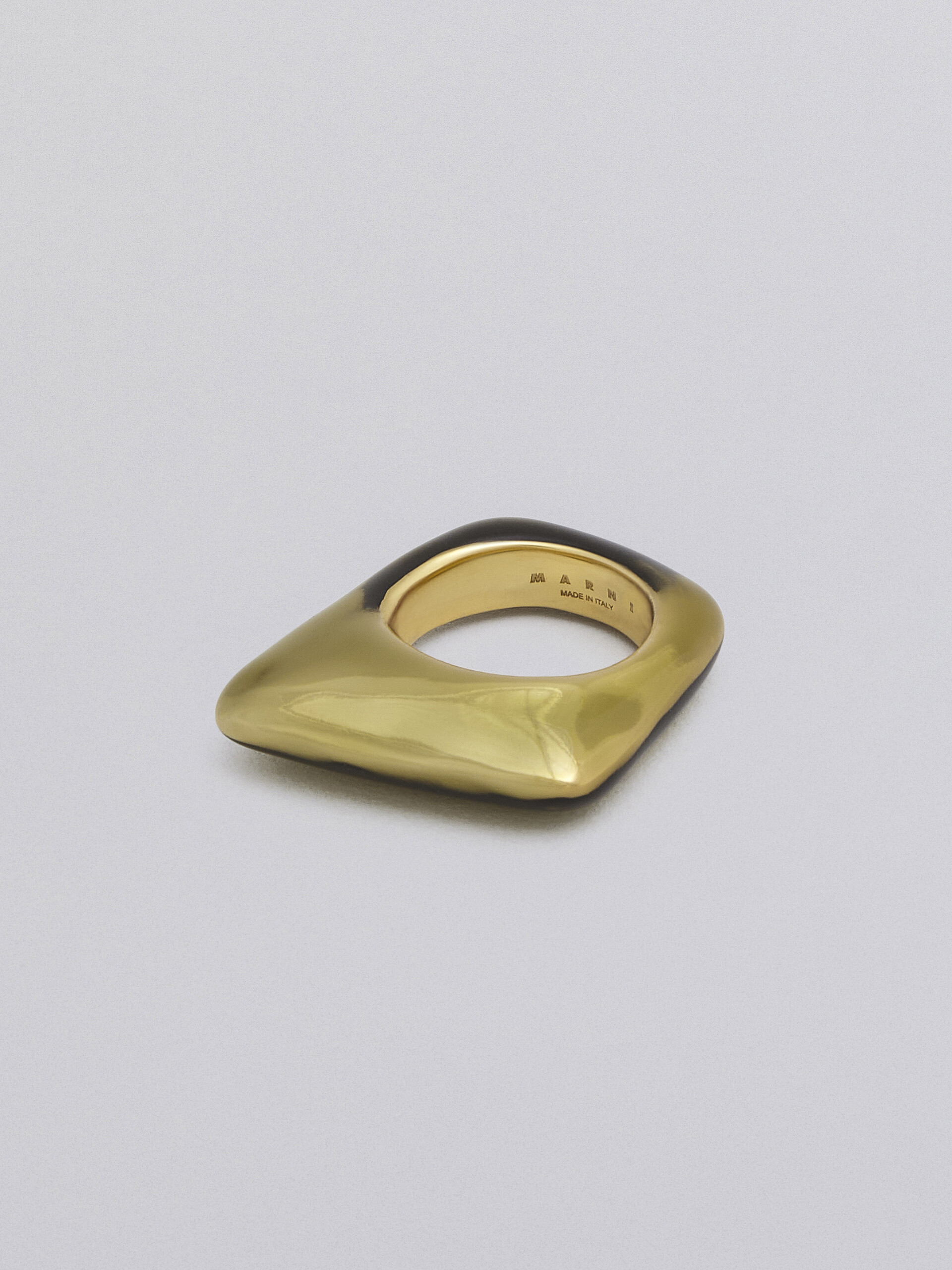 TRAPEZE Metallring mit transparenter grüner Emaille überzogen - Ringe - Image 4