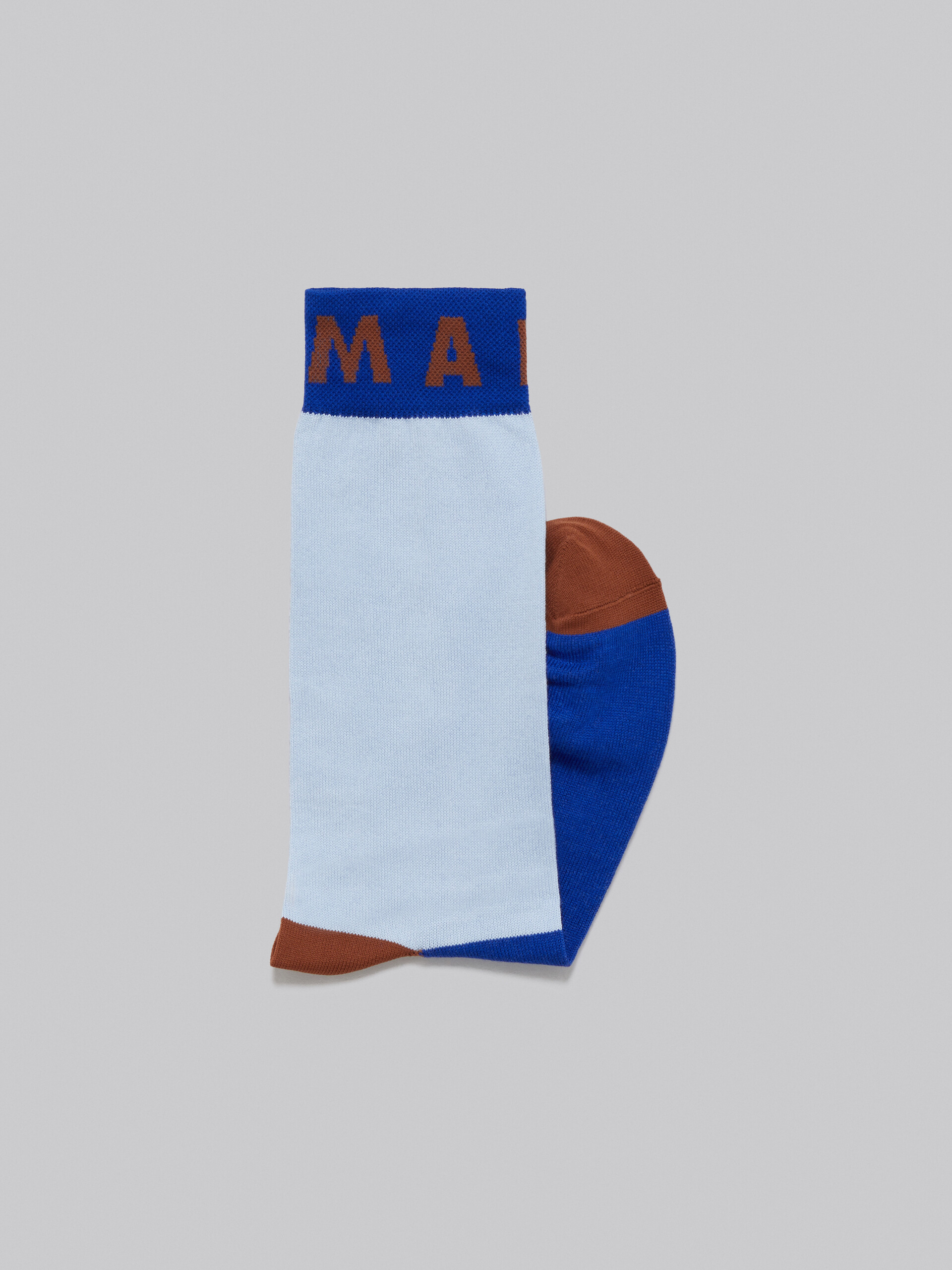 Blue cotton and nylon socks with colour blocks - Socks - Image 2