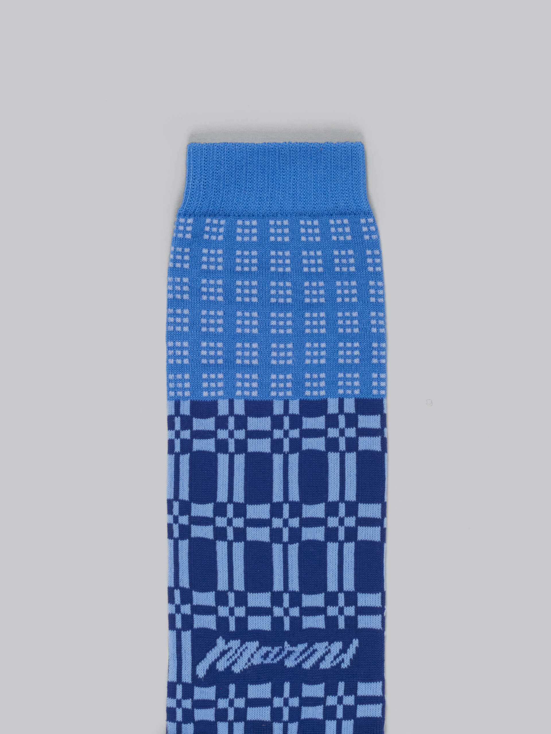 Blue socks with geometric patterns - Socks - Image 3