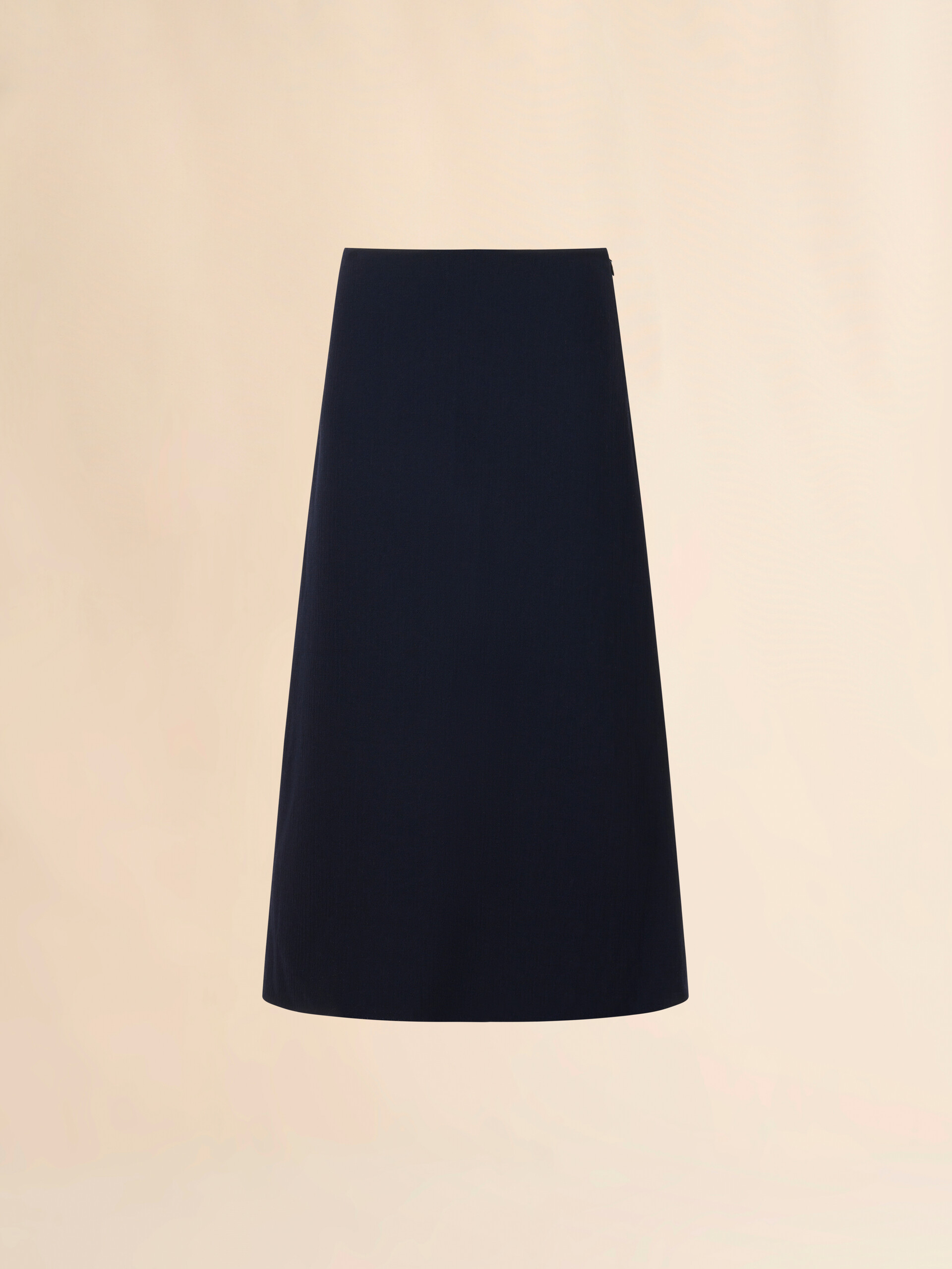 Deep blue wool crêpe A-line skirt - Skirts - Image 1