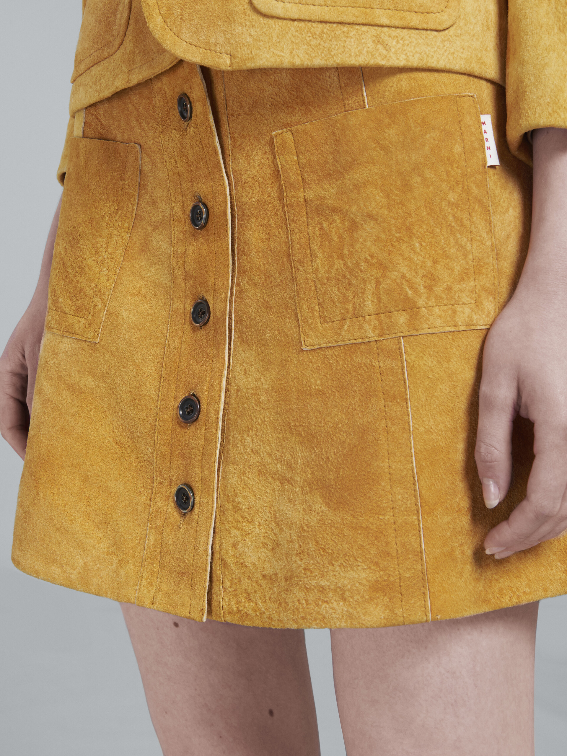 Light orange leather skirt - Skirts - Image 4