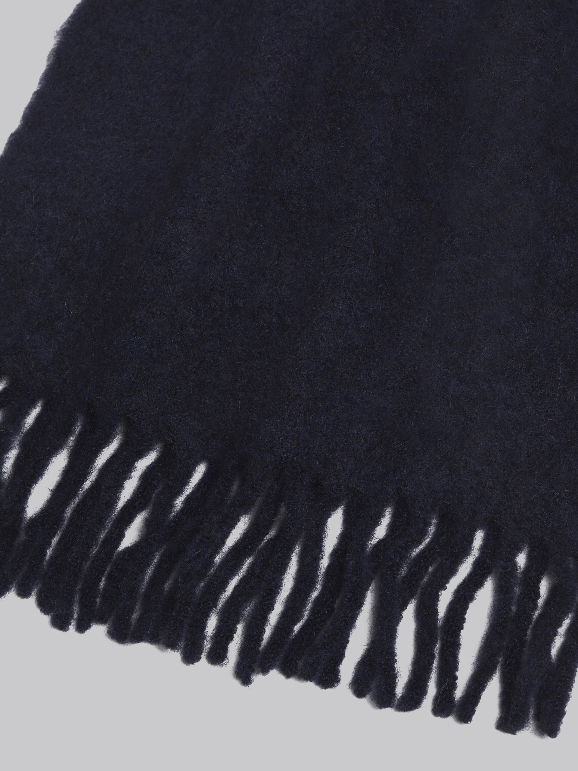 Navy brushed alpaca scarf with fringes - Scarves - Image 4