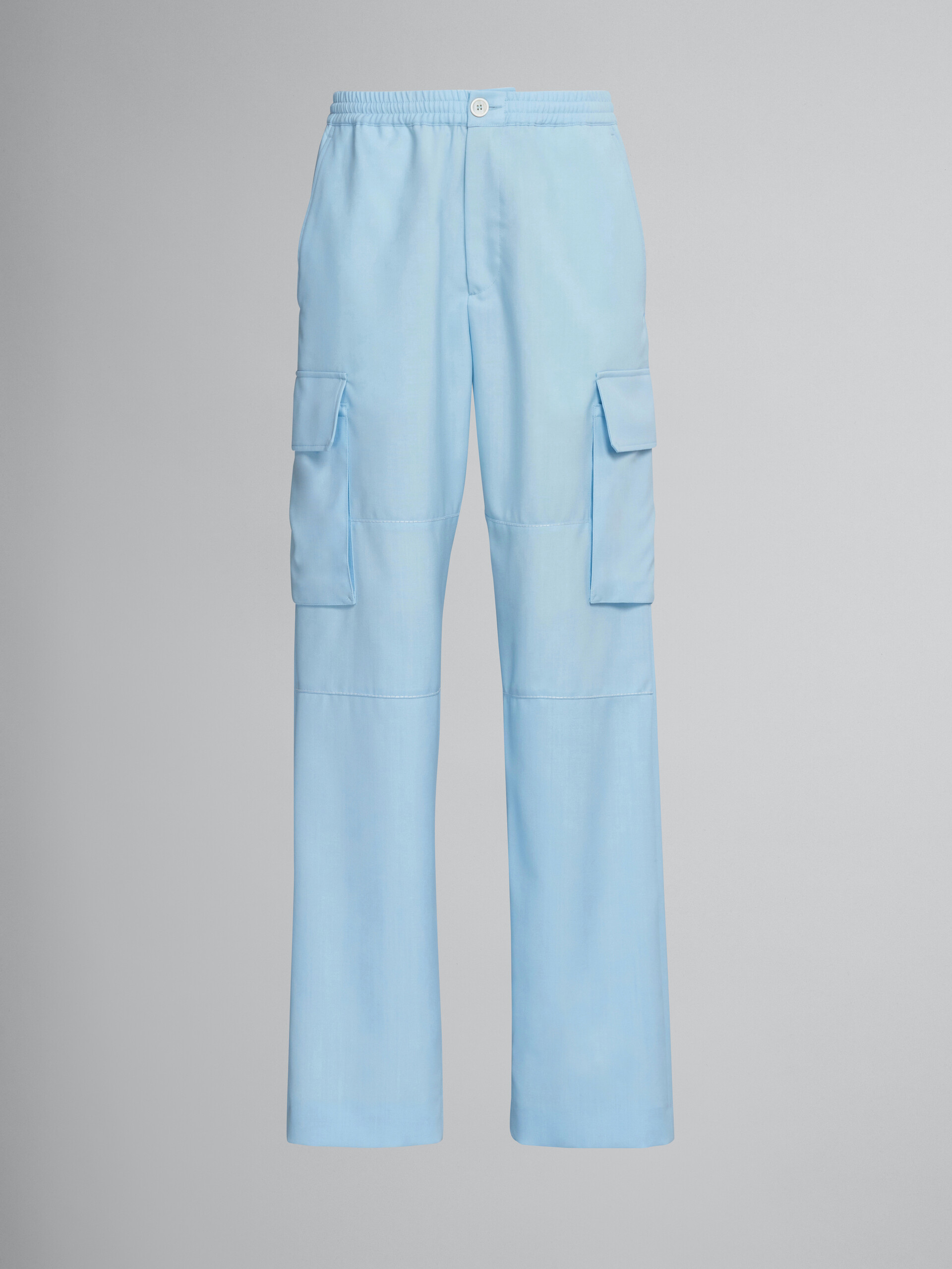 Pantaloni cargo in fresco di lana azzurra - Pantaloni - Image 1
