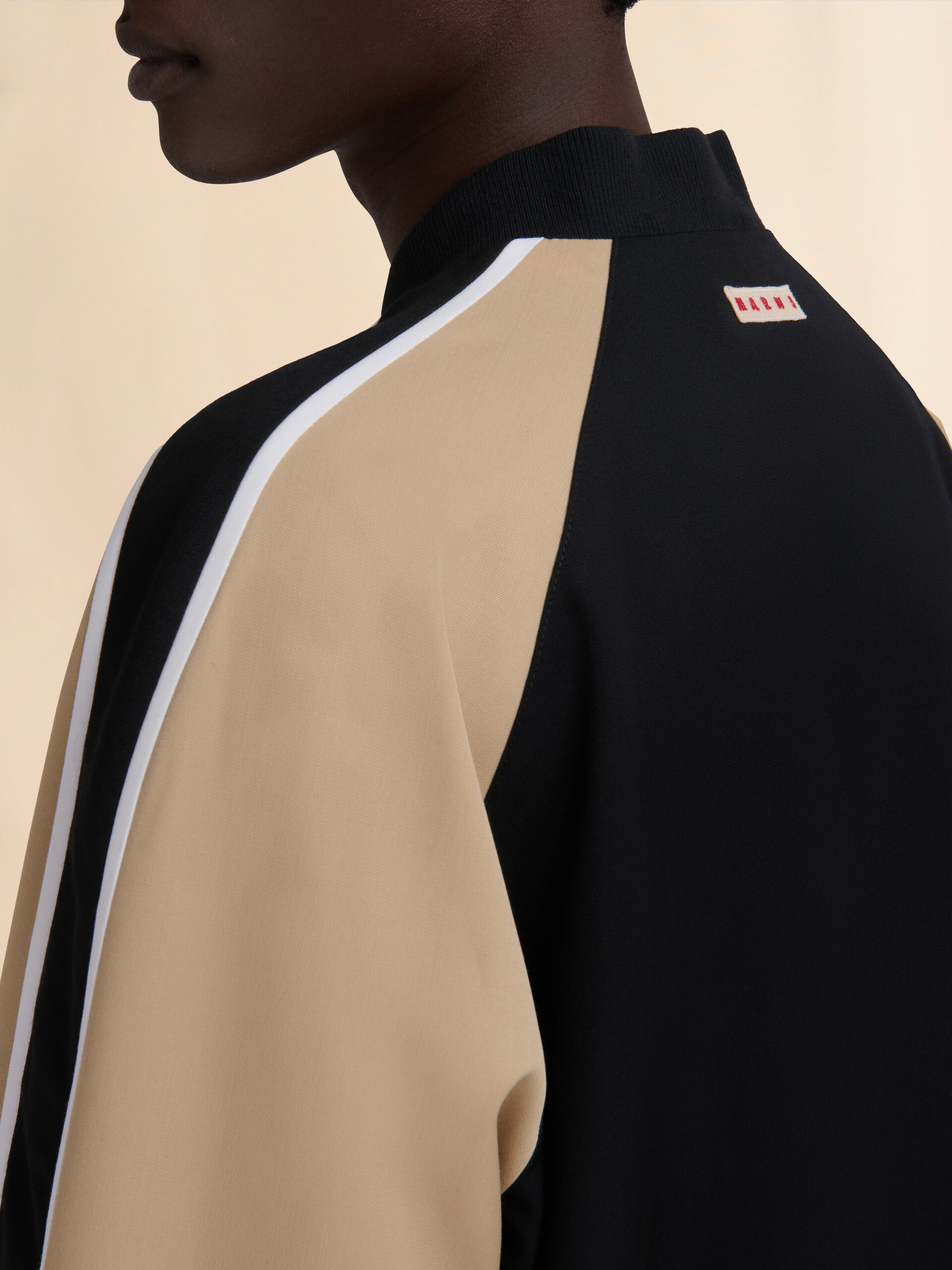 Black wool colour-block bomber jacket - Jackets - Image 5