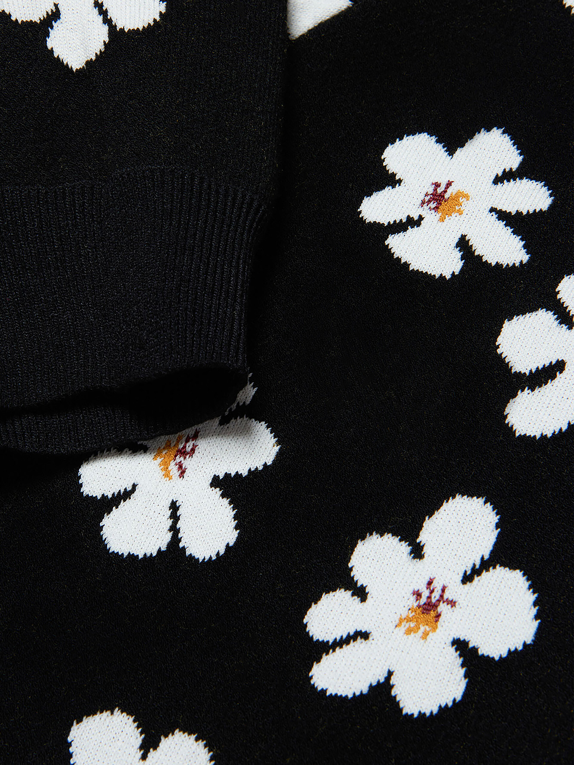 Black cardigan with jacquard Daisy motif - Knitwear - Image 4