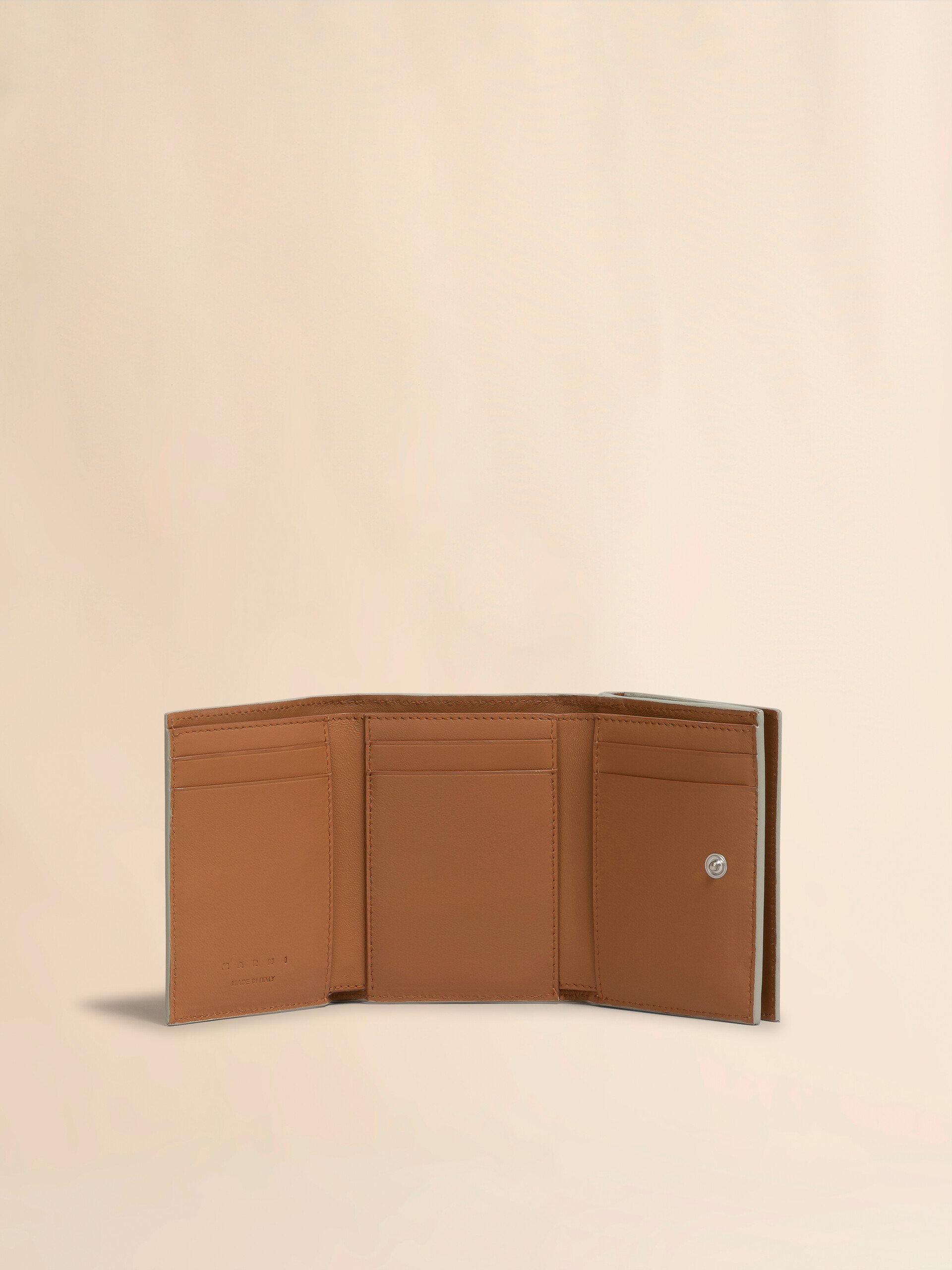 Black leather trifold wallet with Marni Mending embroidery - Wallets - Image 2