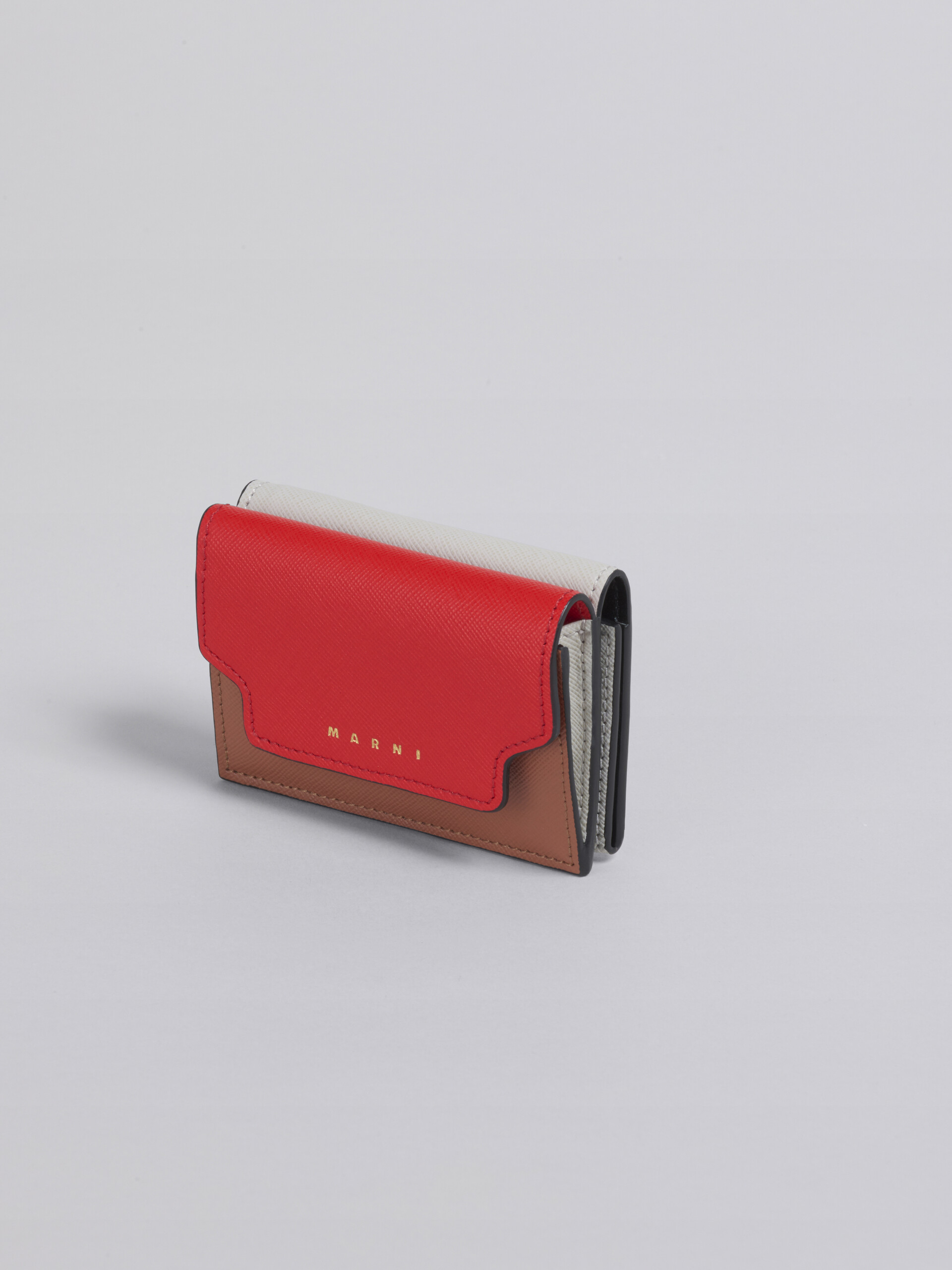 Tri-fold wallet in tri-coloured saffiano leather - Wallets - Image 4