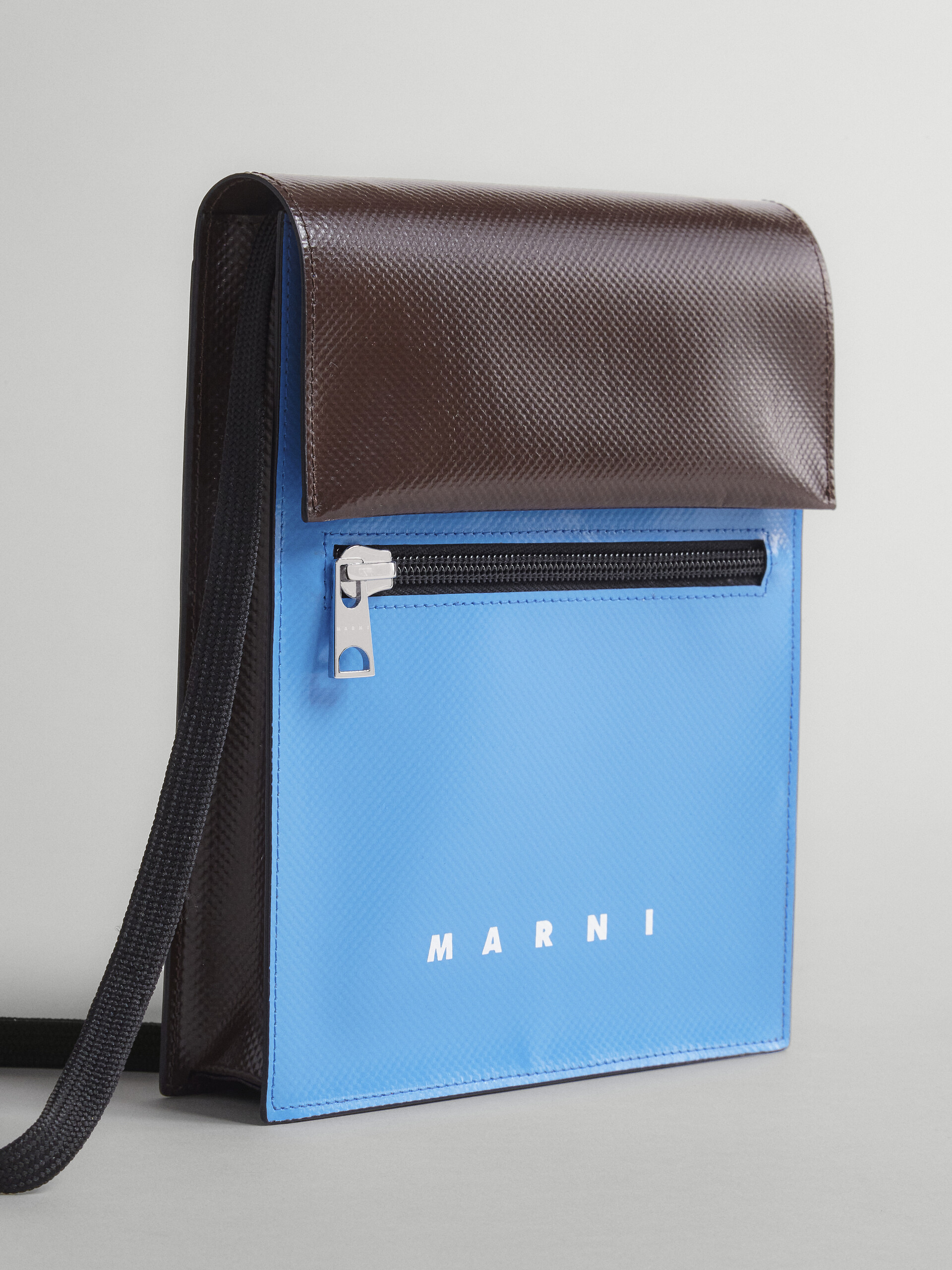Sky blue and brown TRIBECA messenger bag - Shoulder Bags - Image 3