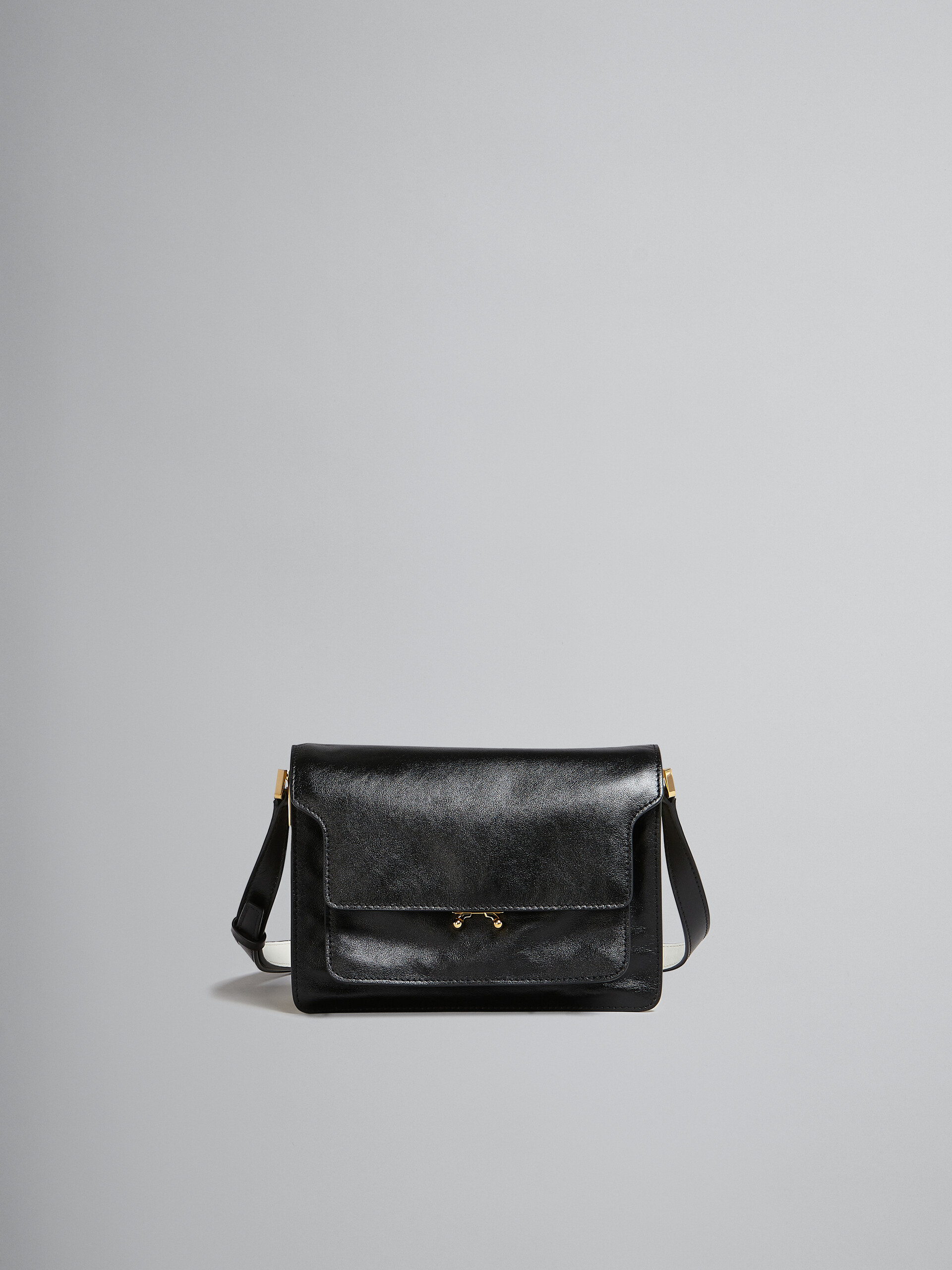 Trunk Soft Medium Bag in black and white leather - Shoulder Bags - Image 1