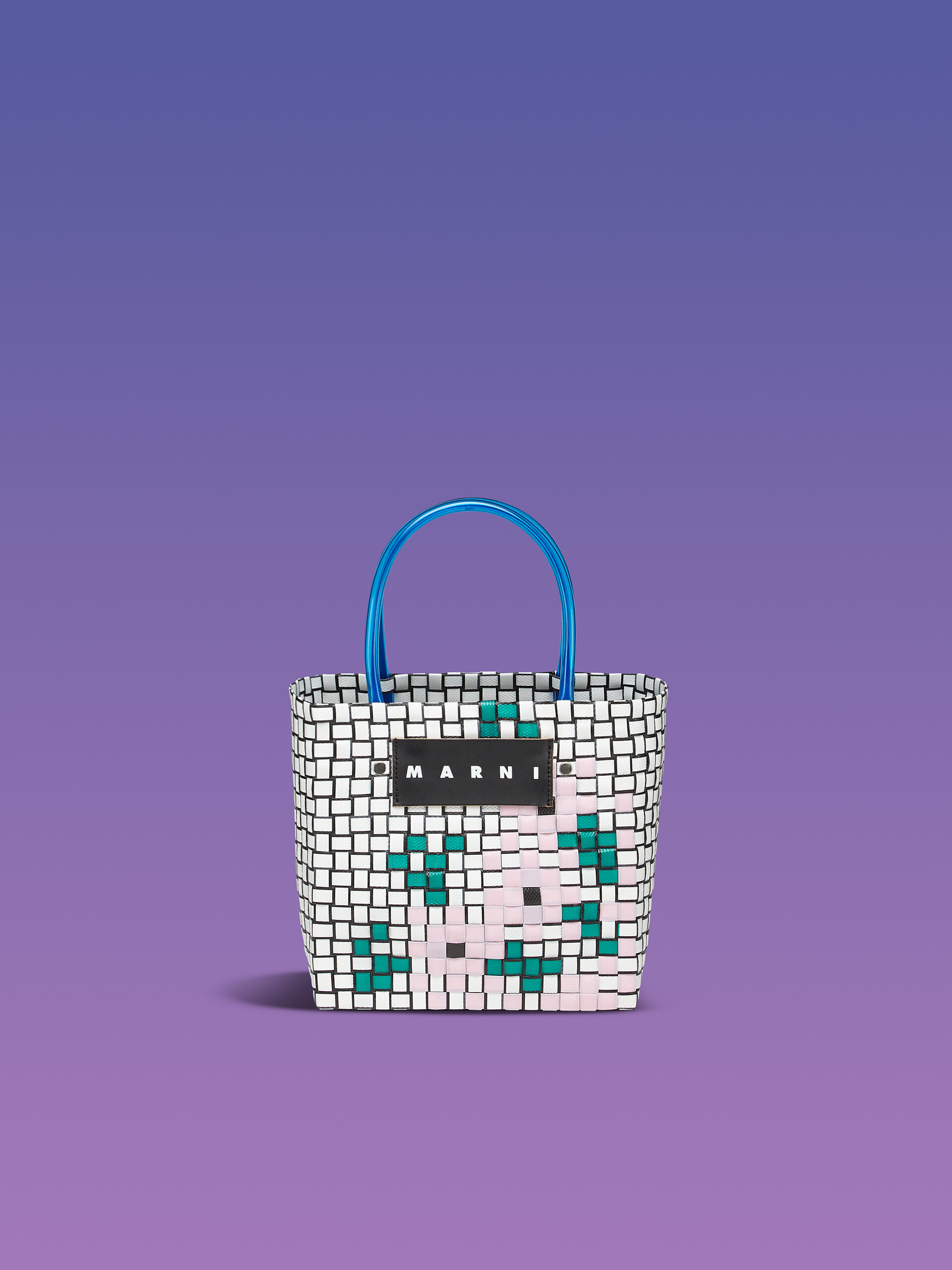 Blue MARNI MARKET MINI FLOWER BASKET bag - Shopping Bags - Image 1