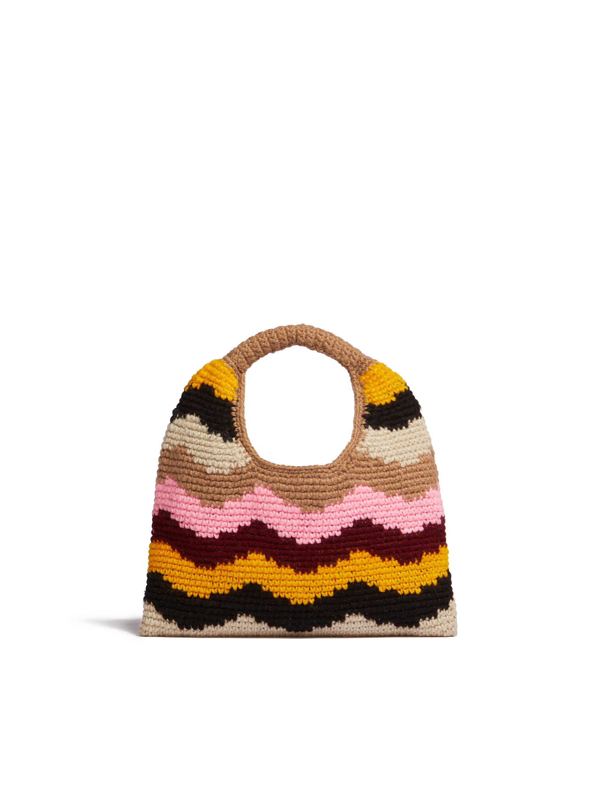 Mini brown multicoloured MARNI MARKET WAVES tech wool bag - Shopping Bags - Image 3