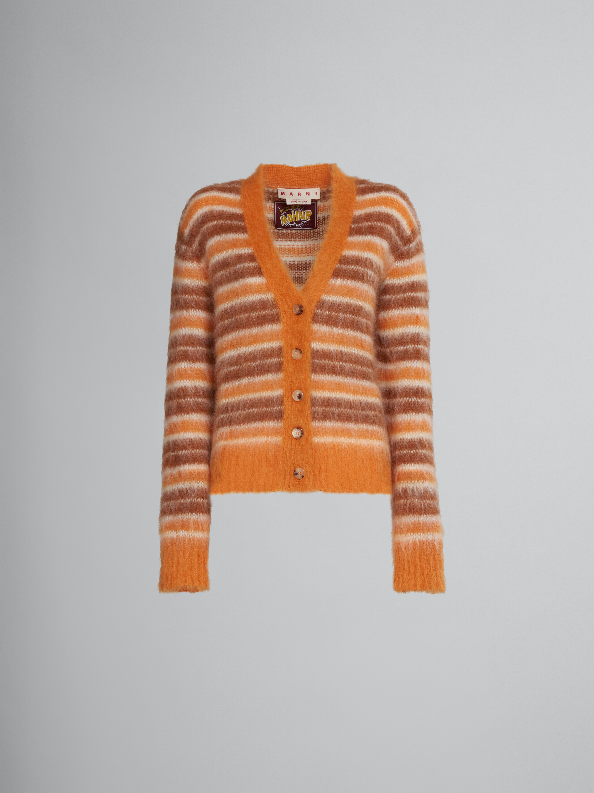 Mohair cardigan with orange stripes - Pullovers - Image 1