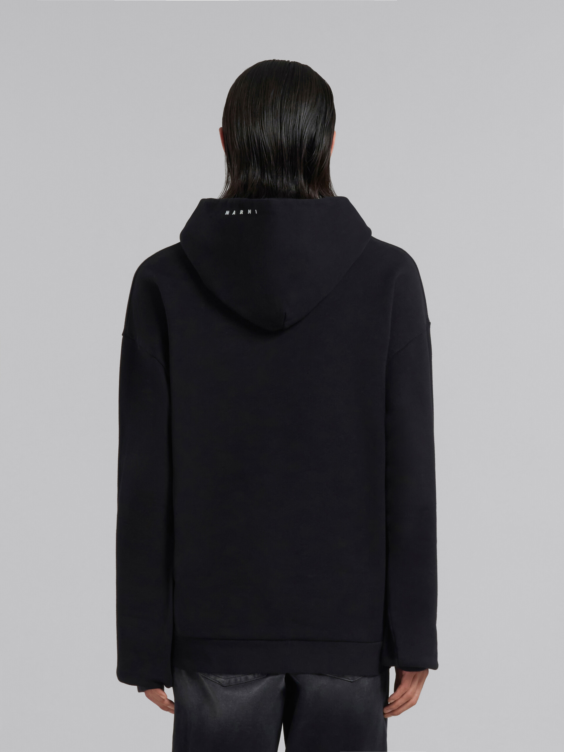 Black bio cotton hoodie with maxi slogan print - Sweaters - Image 3