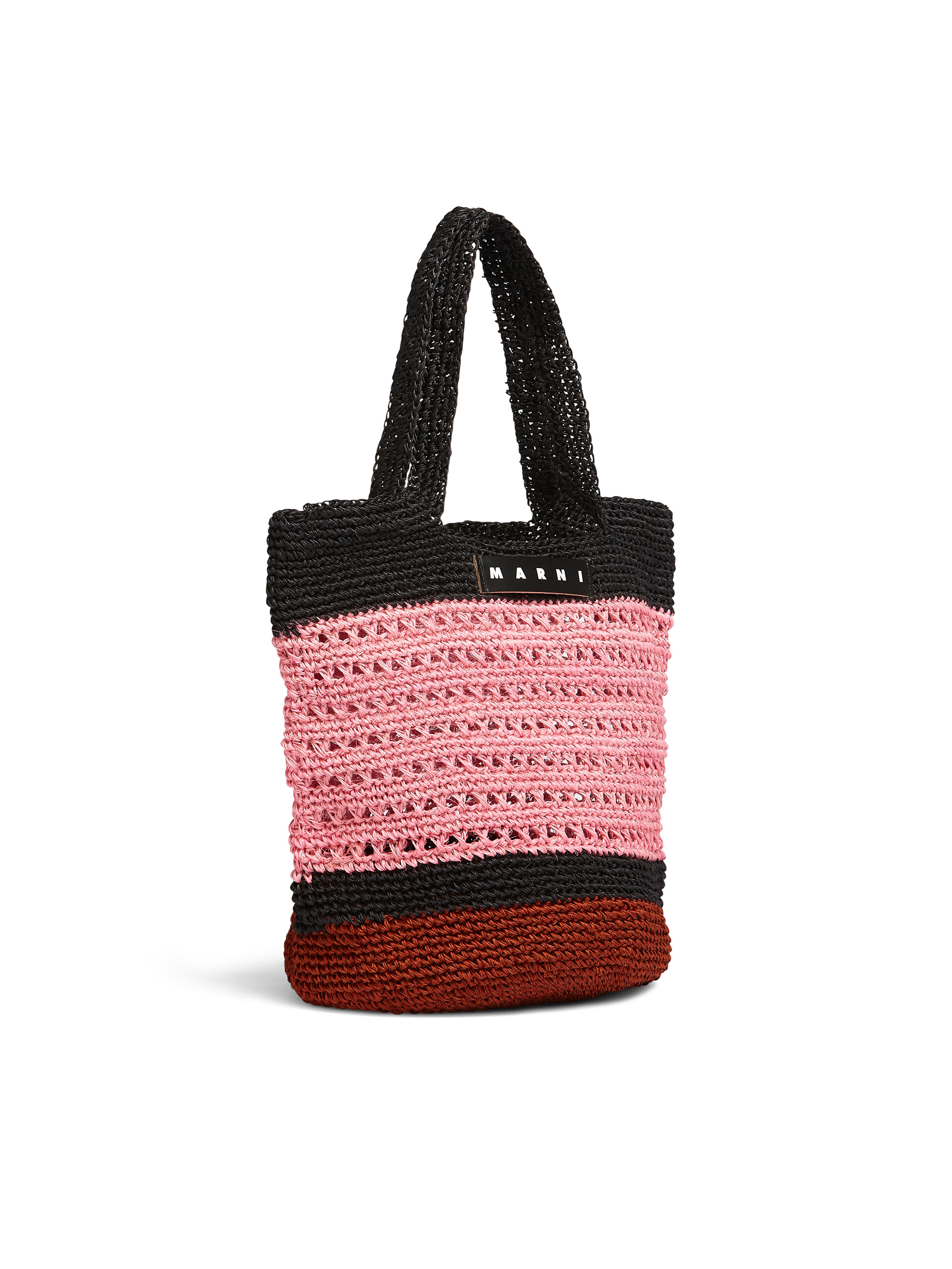 MARNI MARKET bag in pink and black natural fiber - Bags - Image 2