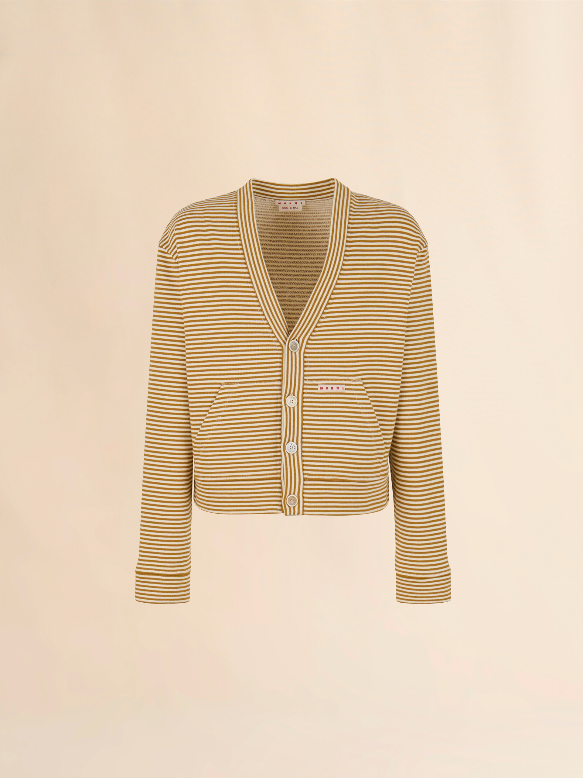 Yellow and white striped cardigan sweatshirt - Sweaters - Image 1
