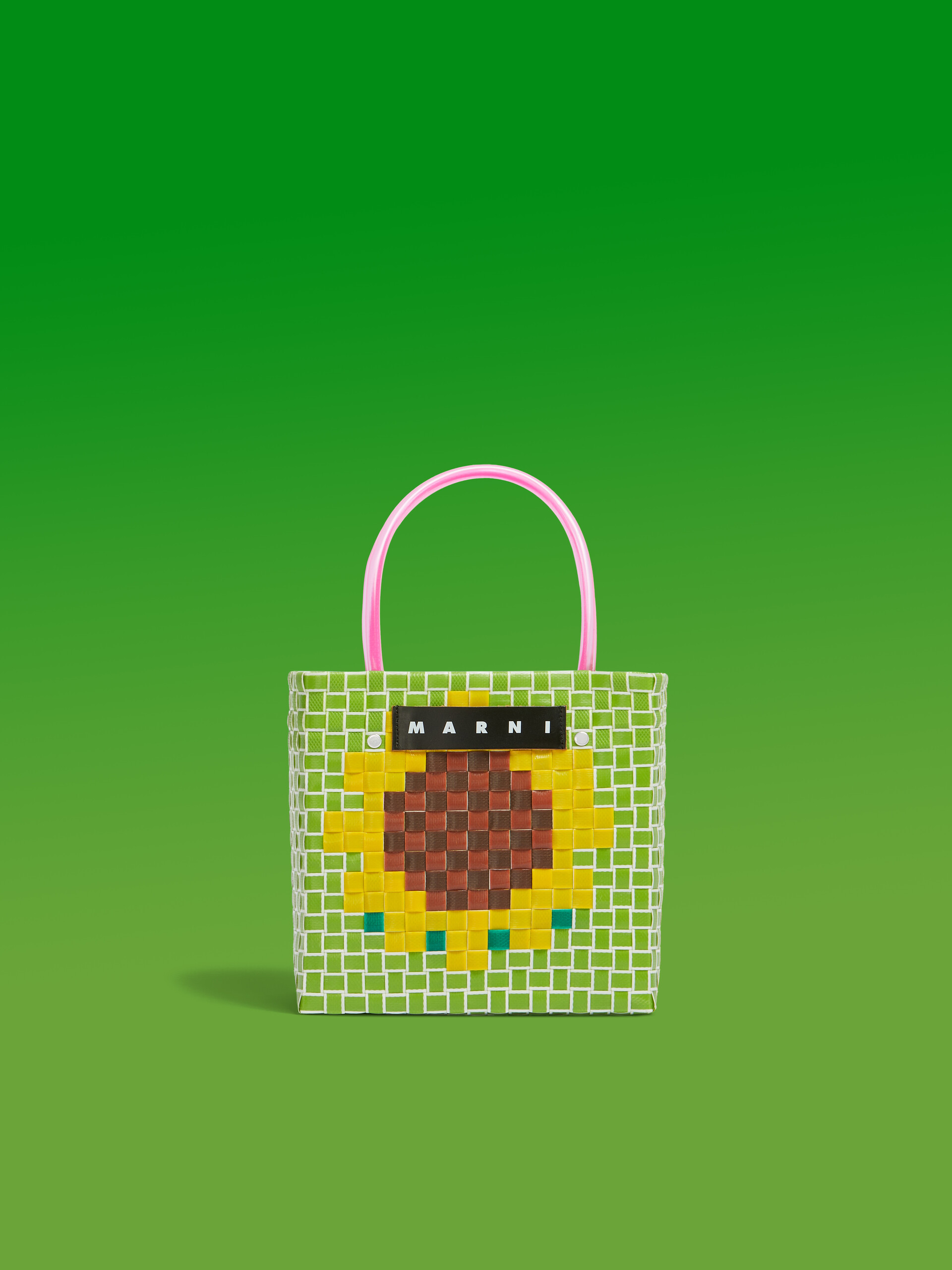Green MARNI MARKET MINI FLOWER BASKET bag - Shopping Bags - Image 1