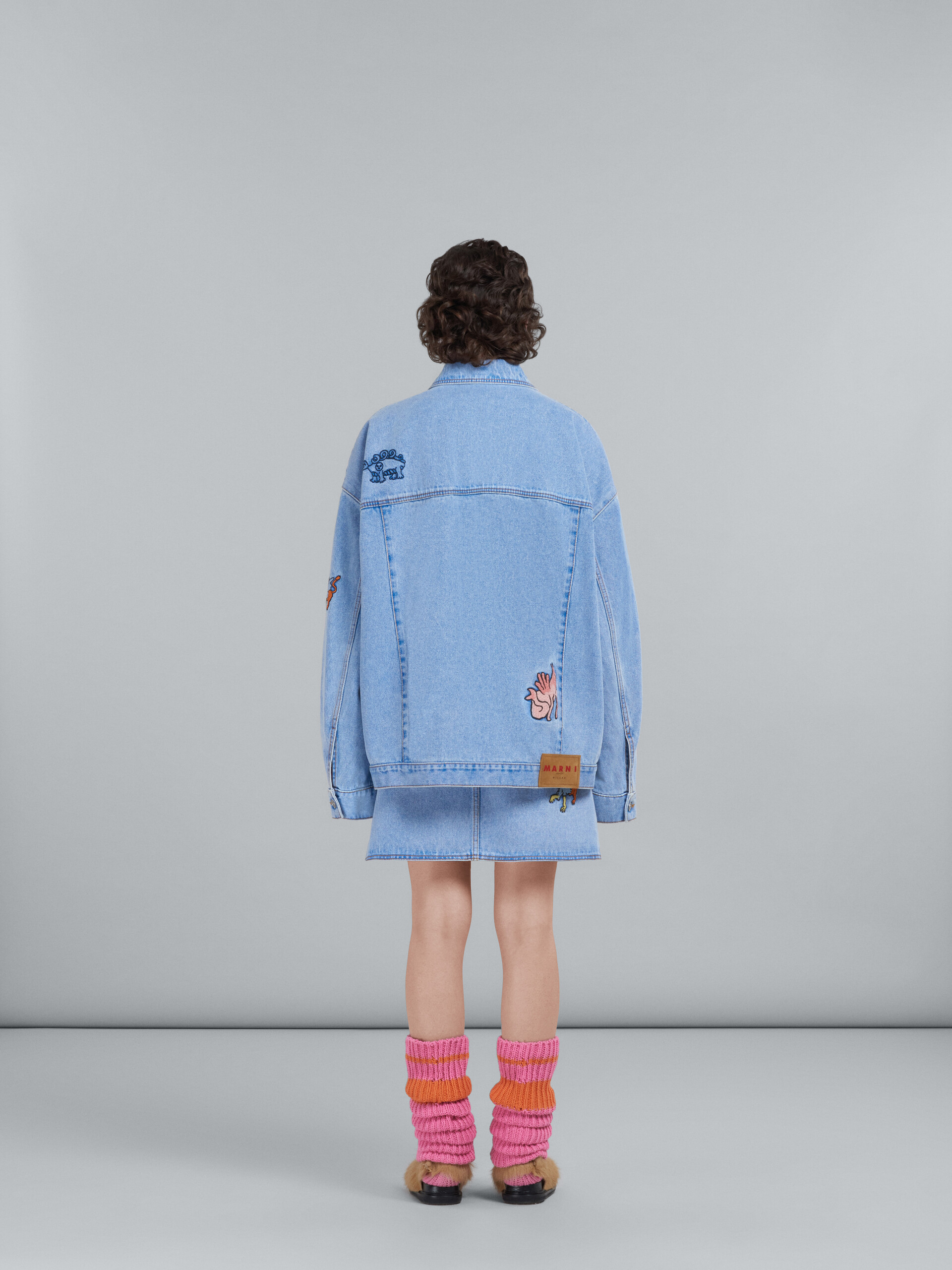 Light blue denim jacket with embroidery - Jackets - Image 3