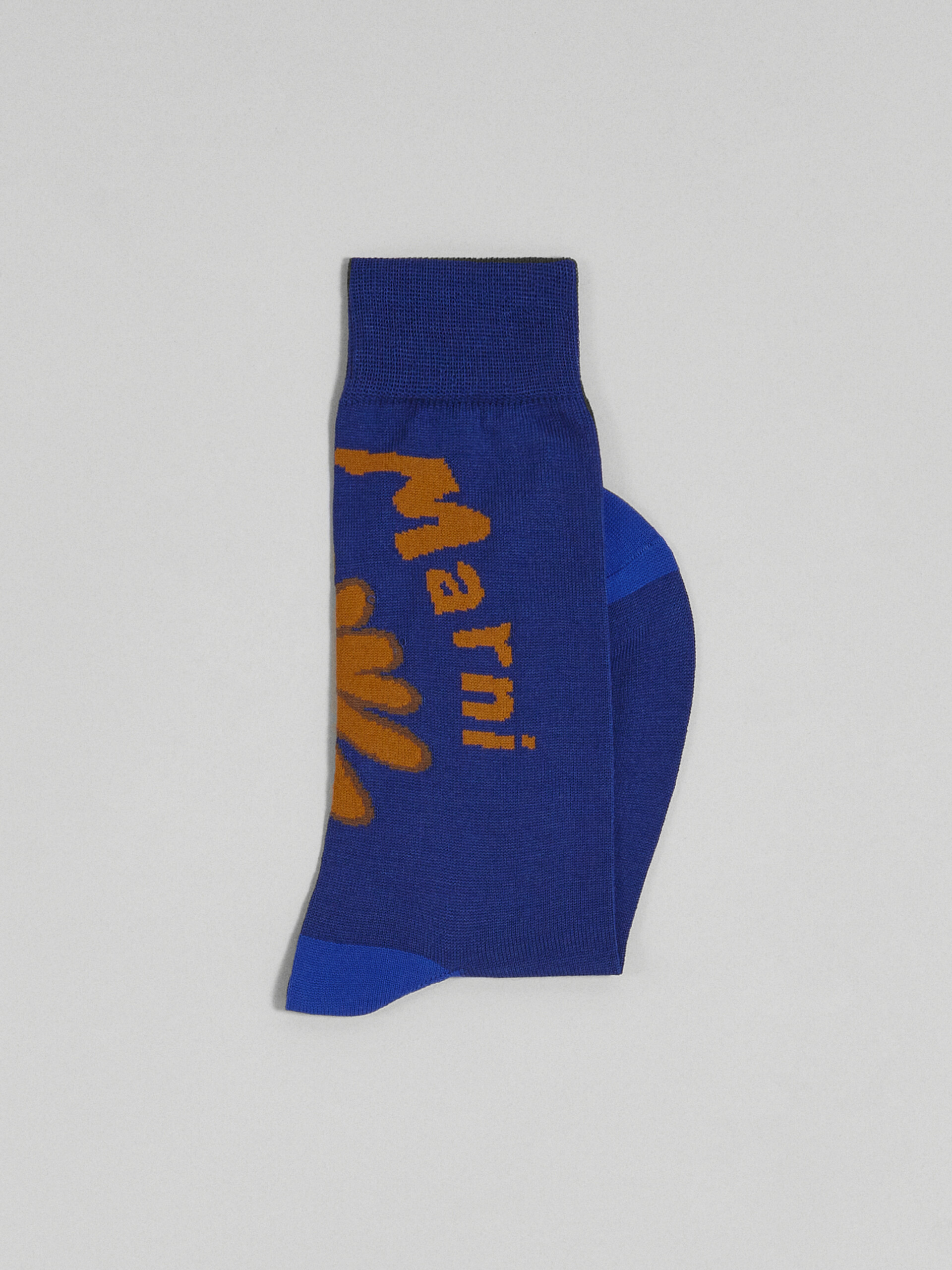 Blue 70’s Flower jacquard cotton and nylon sock - Socks - Image 2