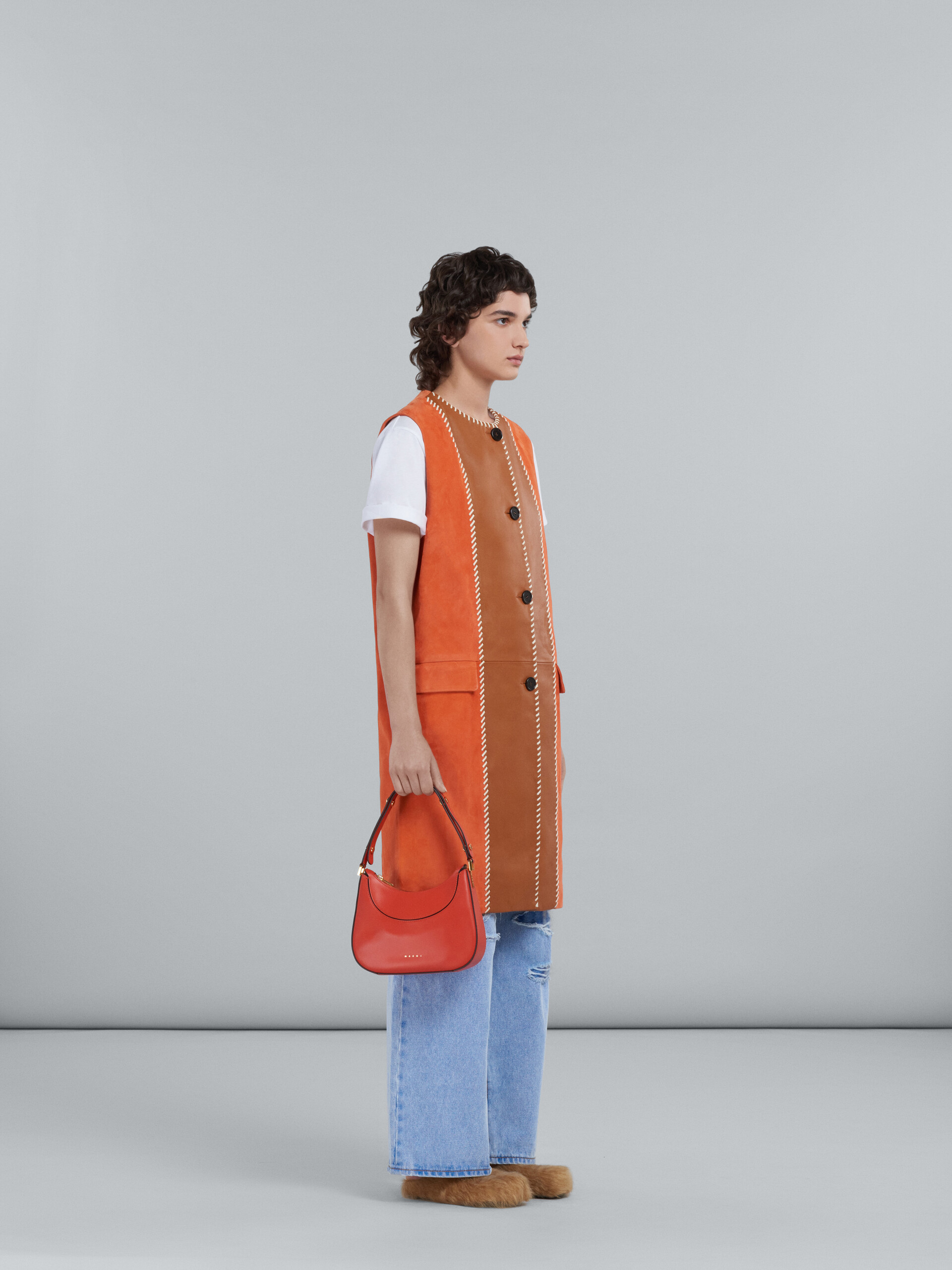 Long vest in orange suede - Waistcoat - Image 6