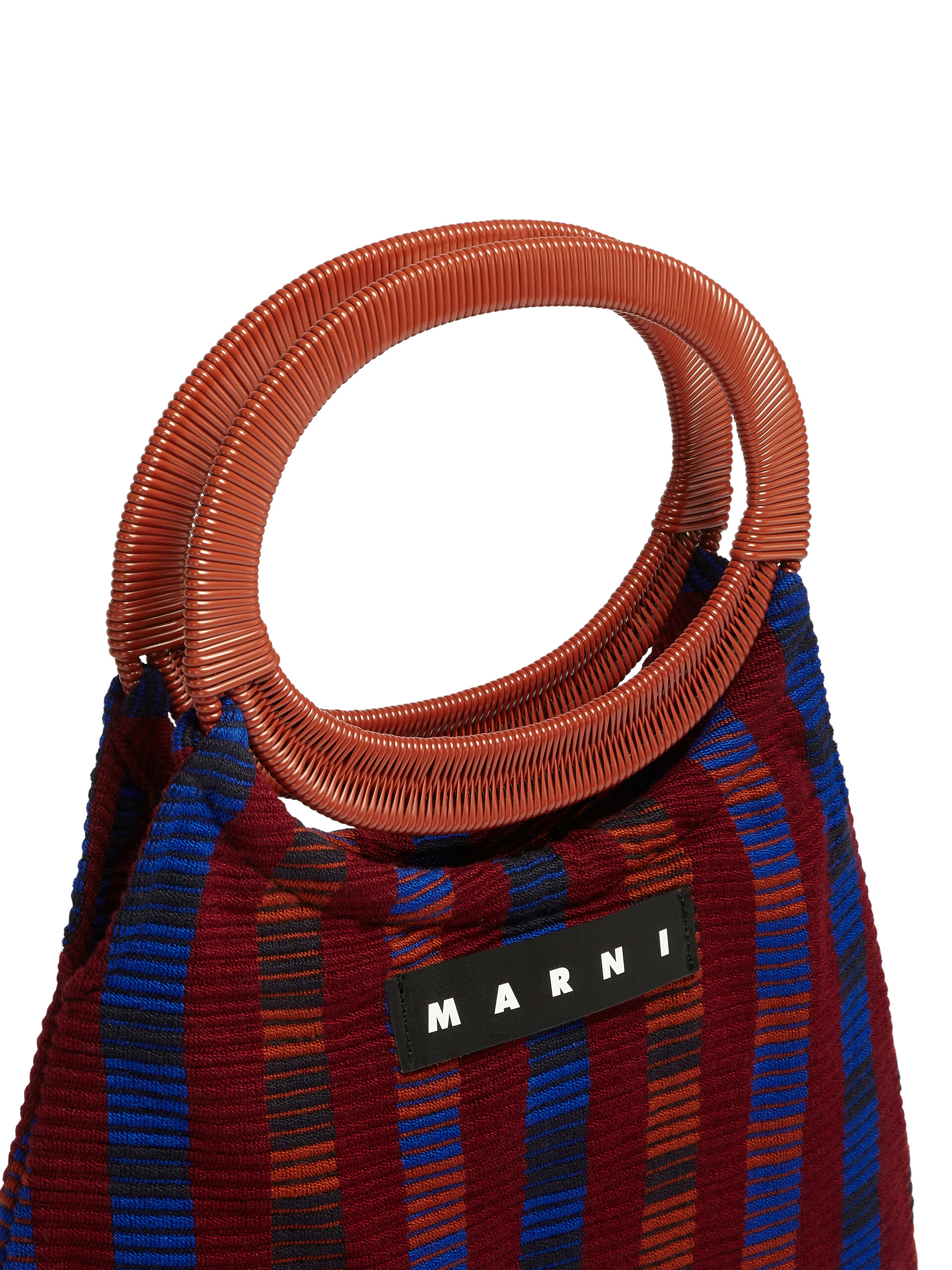 MARNI MARKET BOAT bag in multicolor striped cotton | Marni