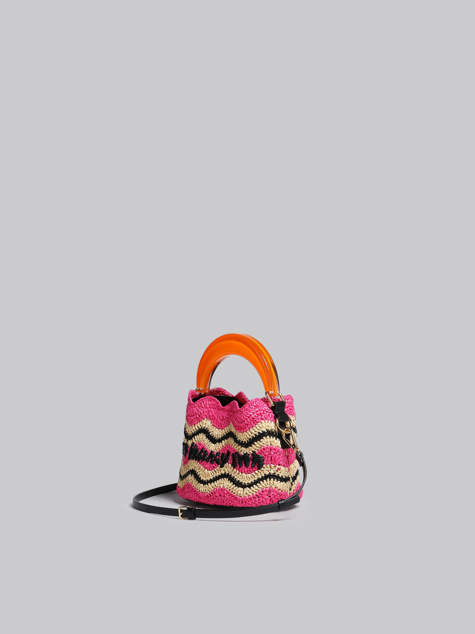 Marni x No Vacancy Inn - Venice Mini Bucket in fuchsia crochet raffia - Shoulder Bag - Image 3
