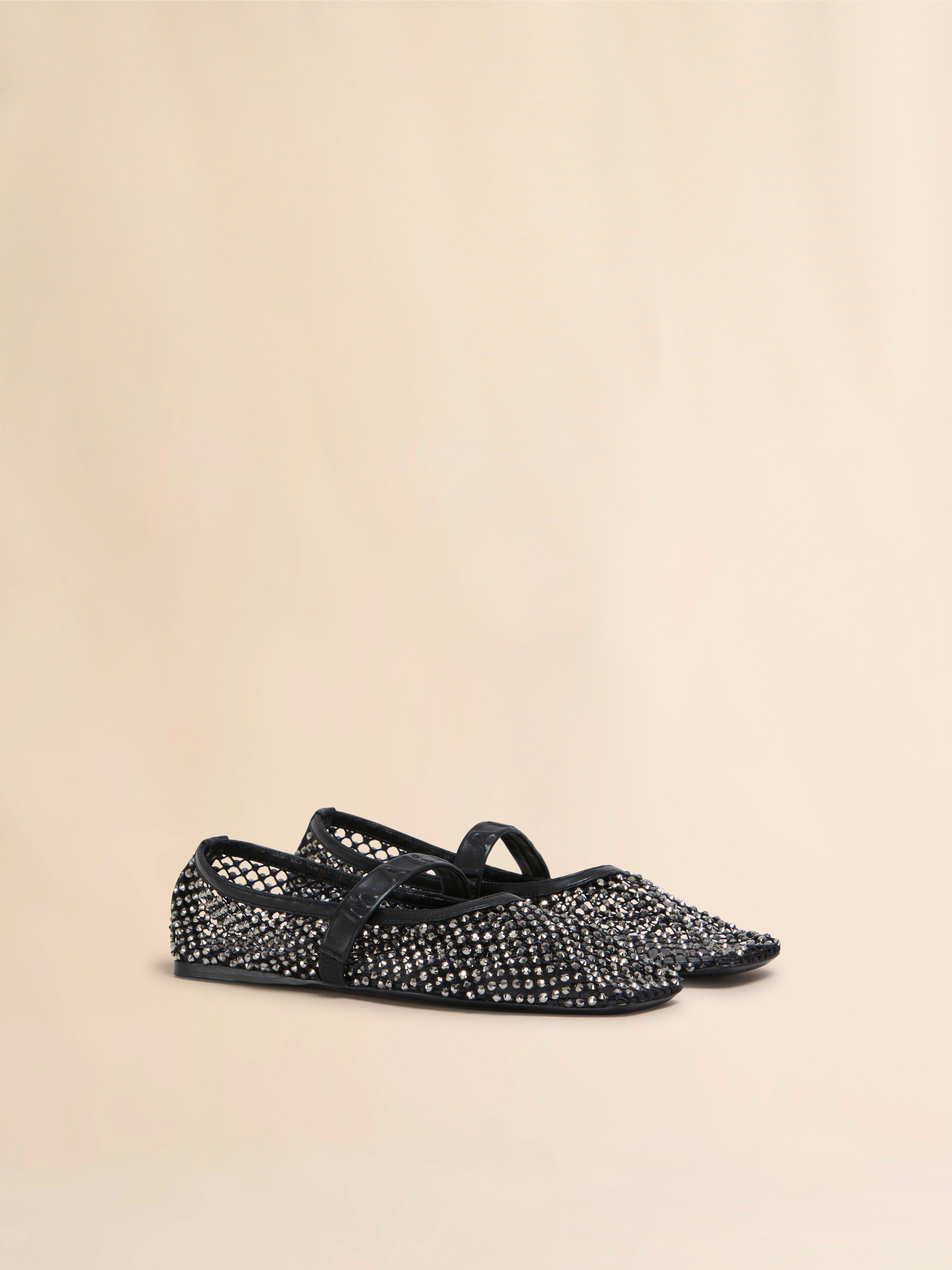 Mary Jane Ballerina aus schwarzem Mesh mit Kristallen - Mokassins - Image 2
