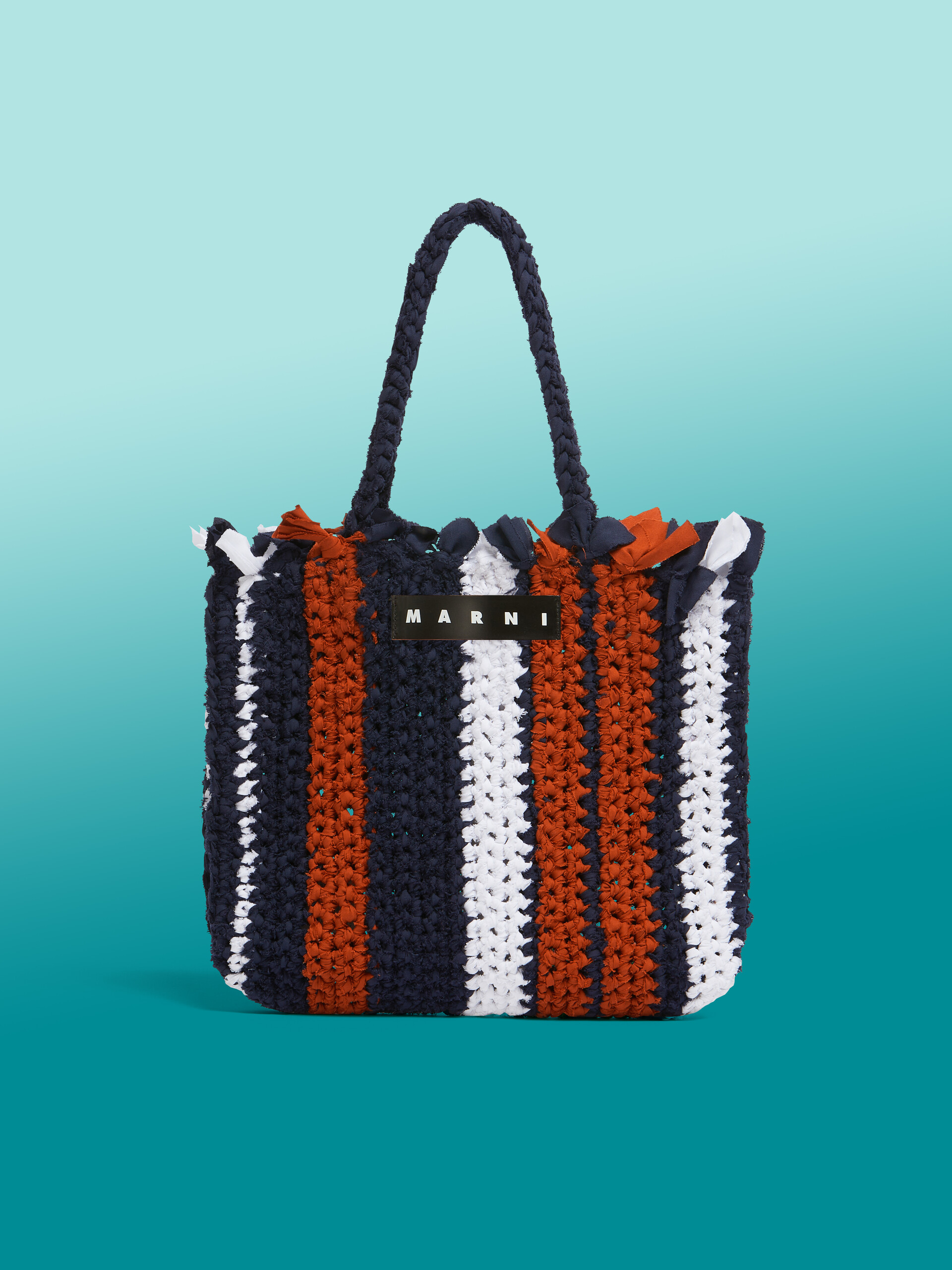 MARNI MARKET JERSEY Tasche aus Baumwolle in Rosa und Blau - Shopper - Image 1