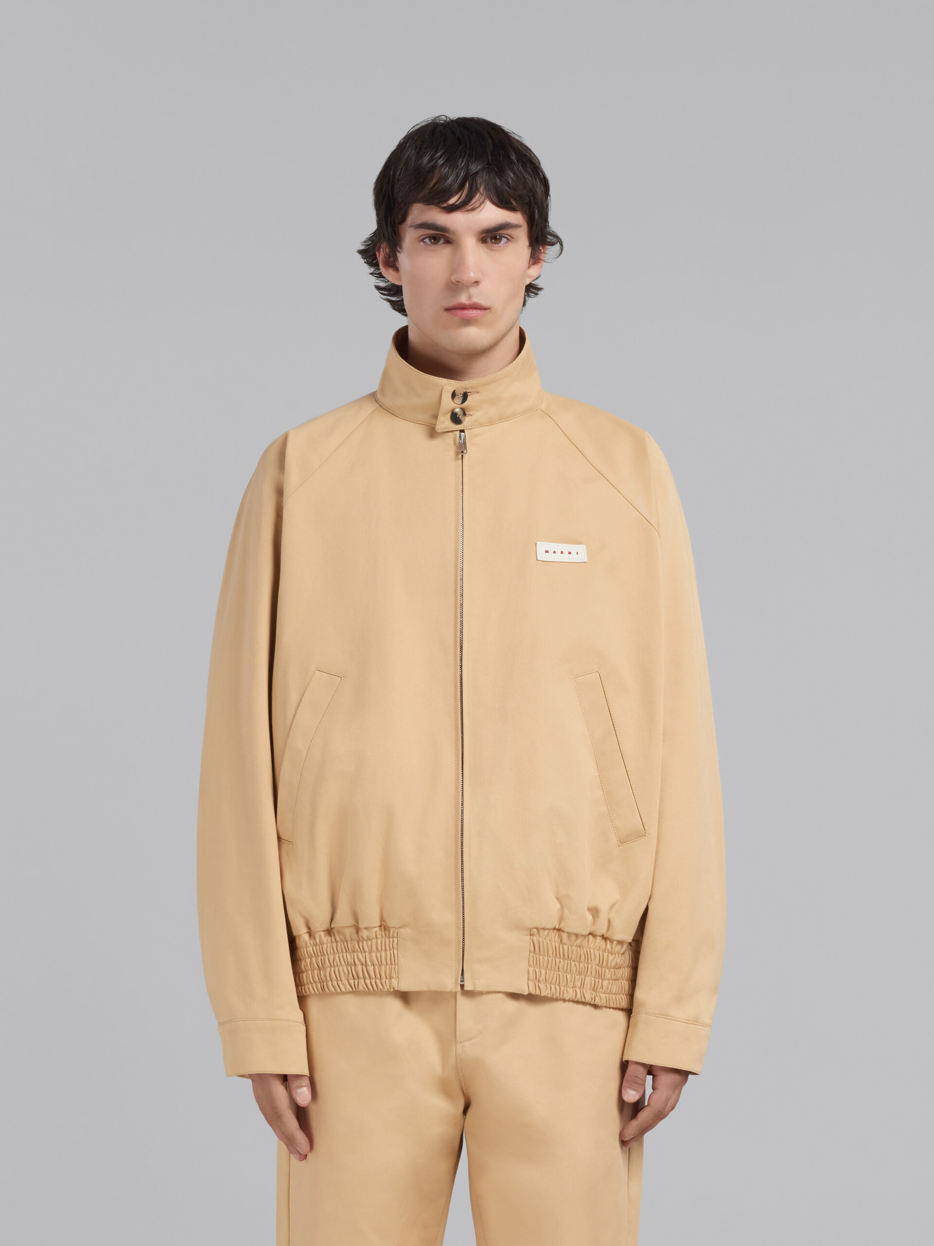 Beige organic gabardine oversized bomber - Jackets - Image 2