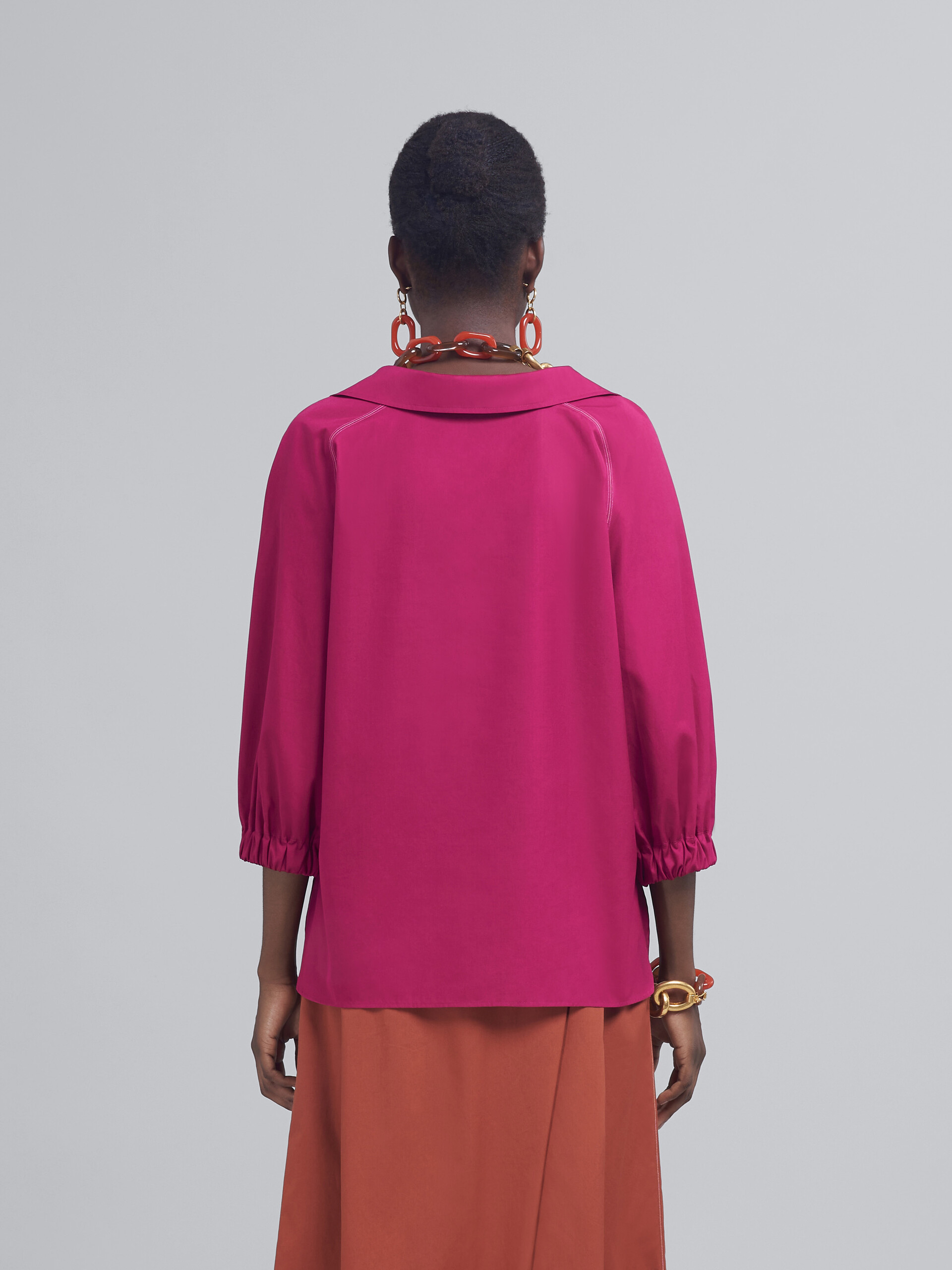 Fuchsiafarbene Bluse aus Baumwollpopeline - Hemden - Image 3