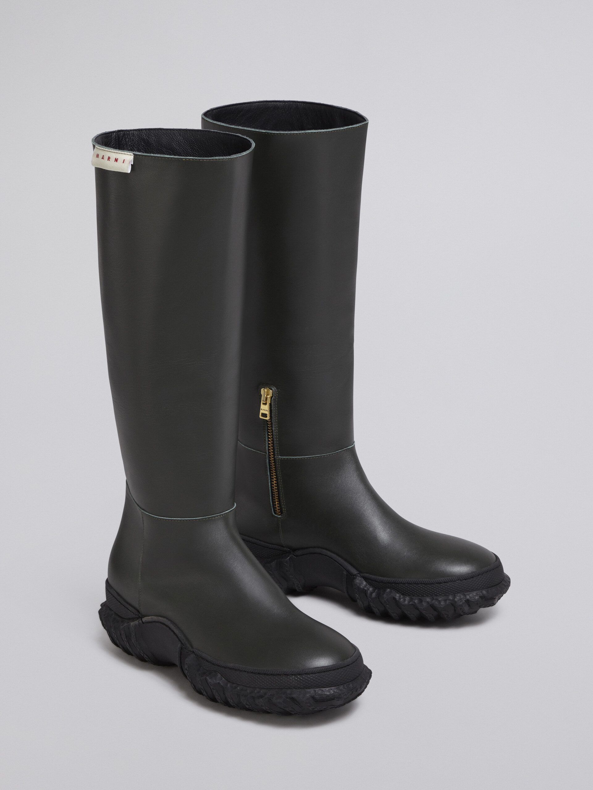 Smooth calfskin boot with wavy rubber sole - Boots - Image 4