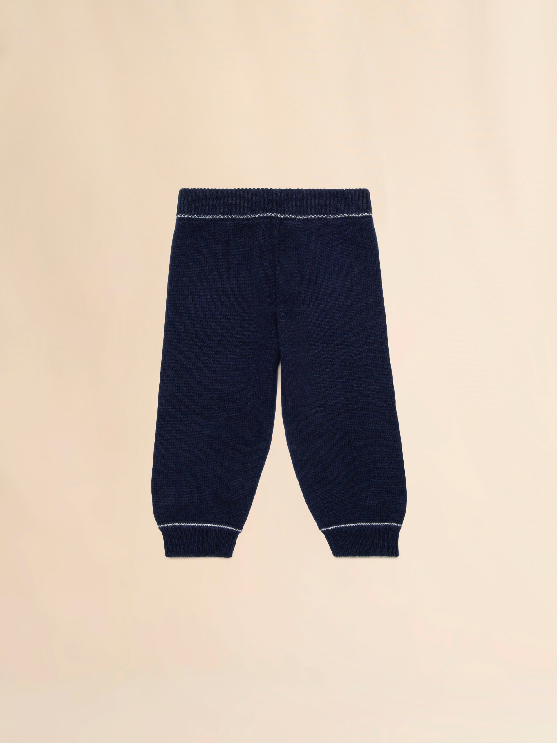 Deep blue wool-cashmere pants with logo - Pants - Image 2