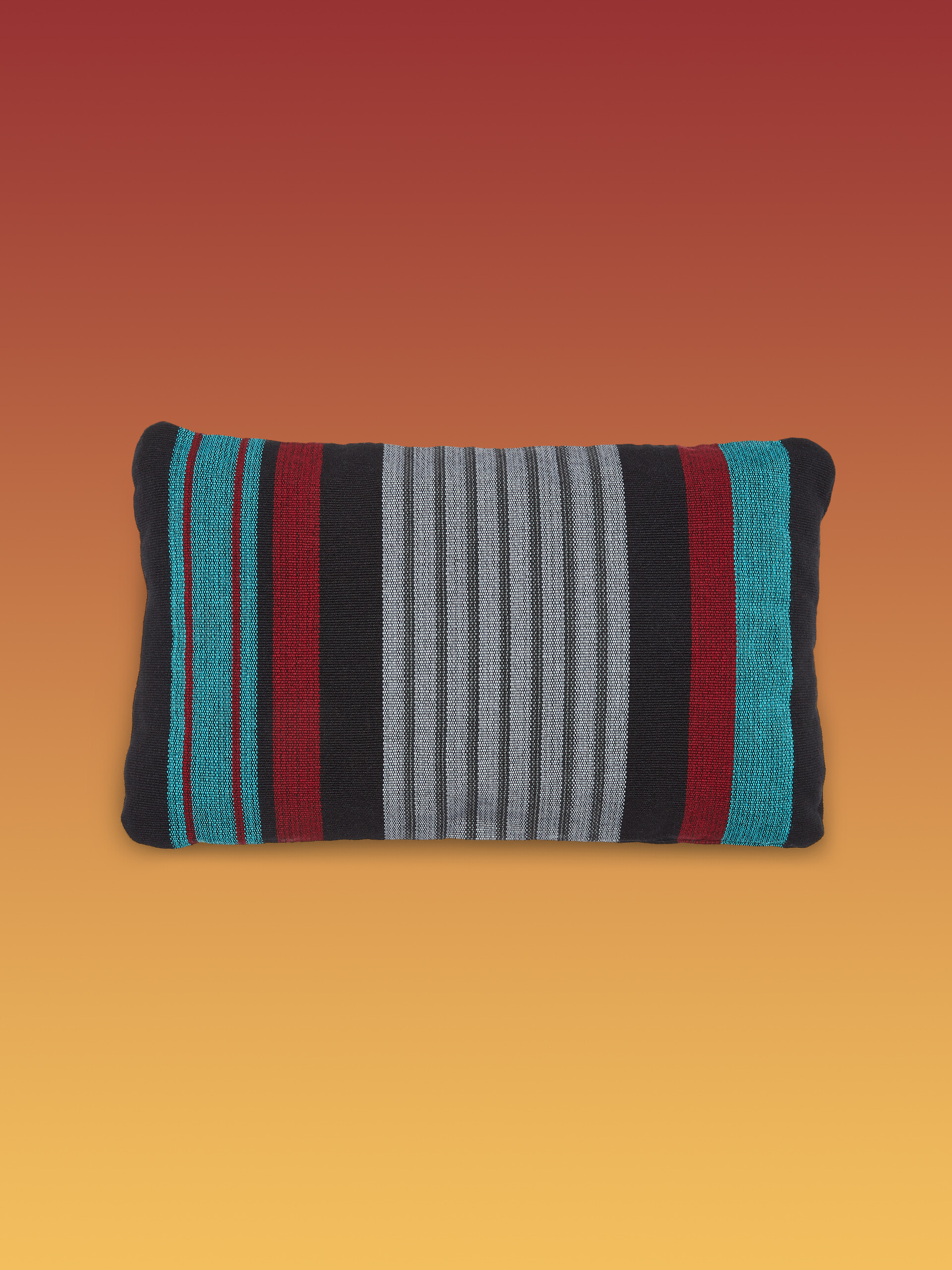 MARNI MARKET rectangular pillow cover in polyester with pale blue burgundy and black vertical stripes - Furniture - Image 1