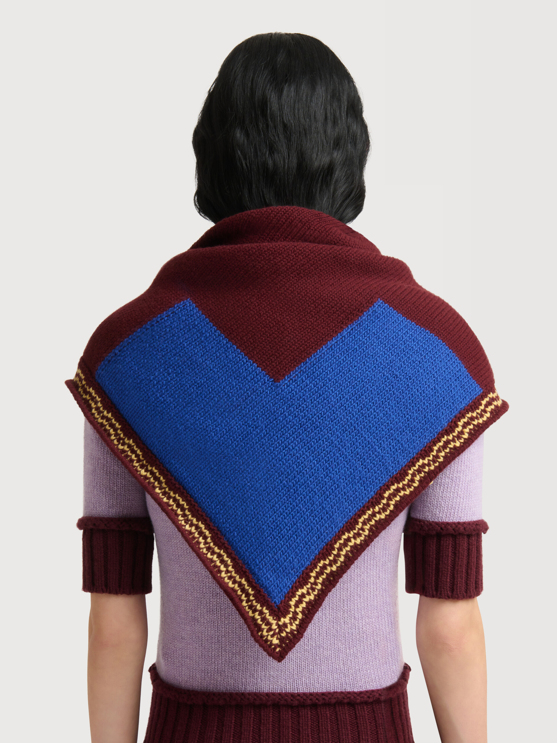 Brown wool bandana scarf with M intarsia - Other accessories - Image 3