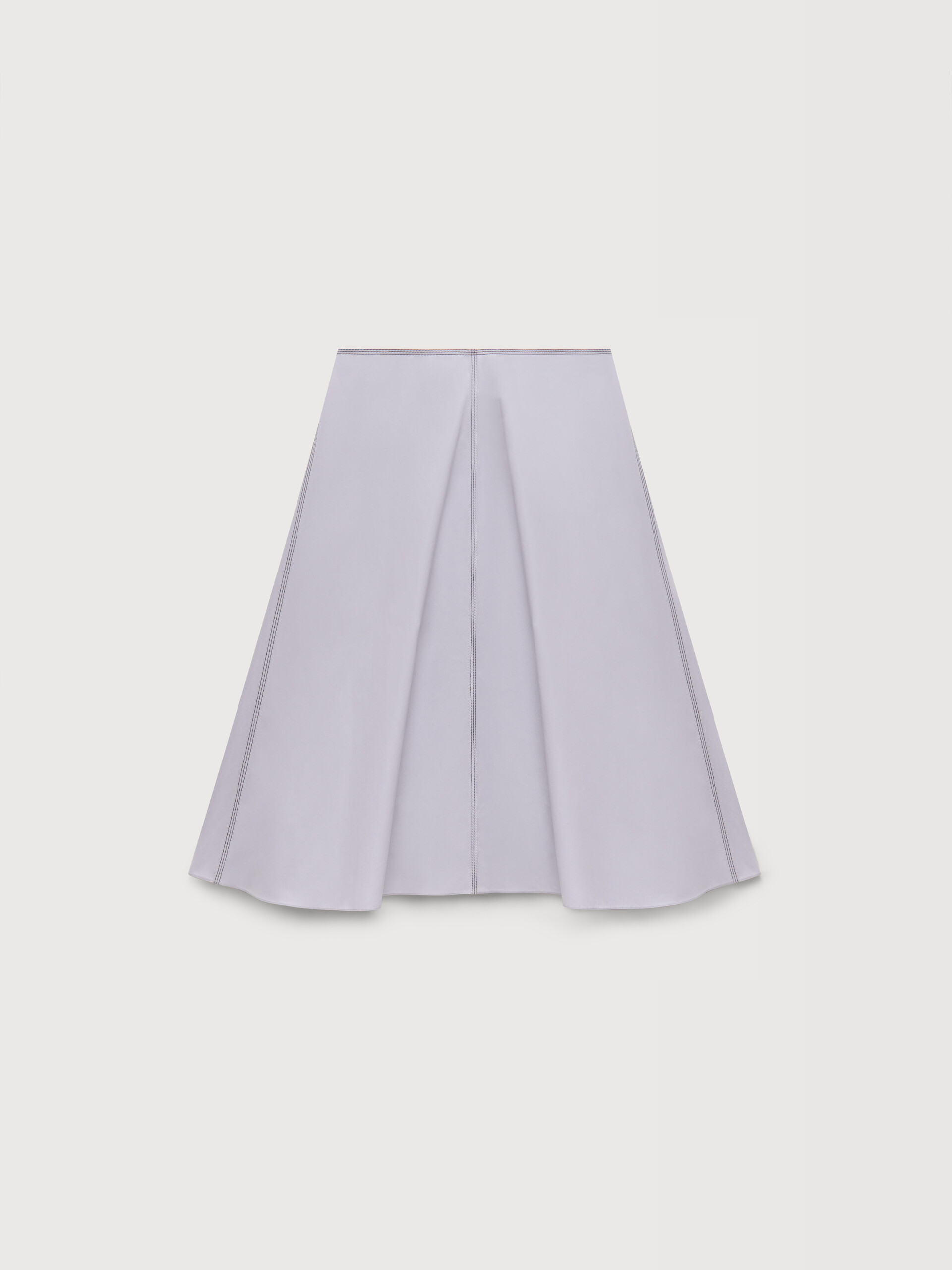 Grey poplin midi skirt with contrast stitching - Skirts - Image 1