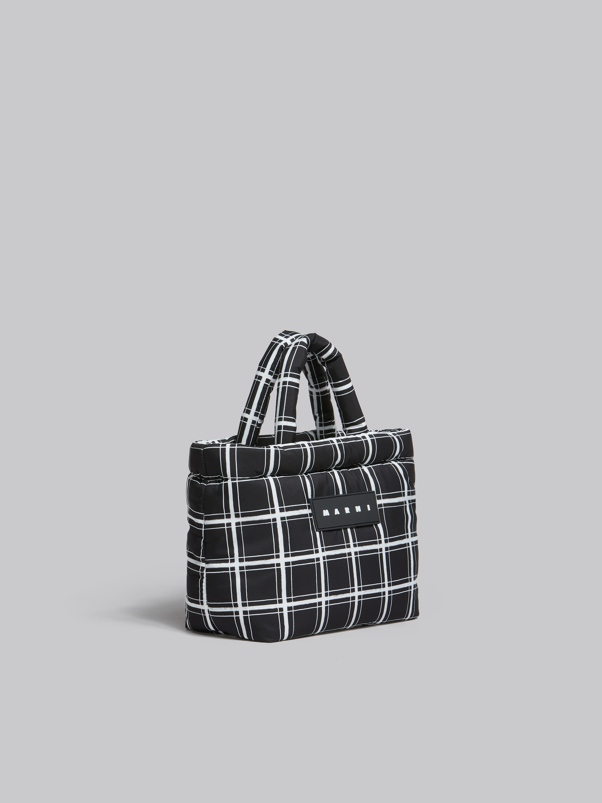 Black checked Puff mini tote Bag - Handbag - Image 6
