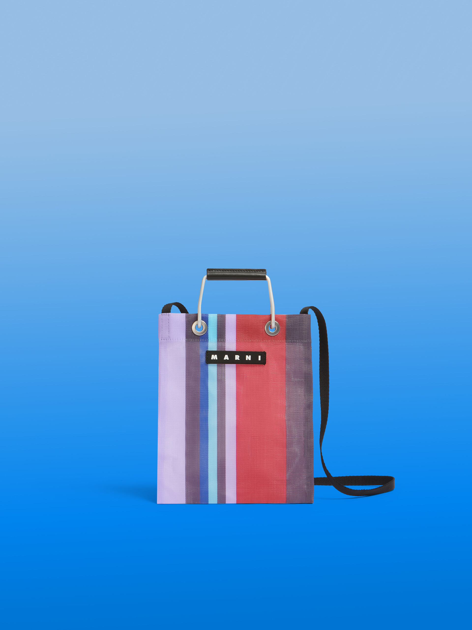 Blue Marni Market Mini Stripe Crossbody Bag