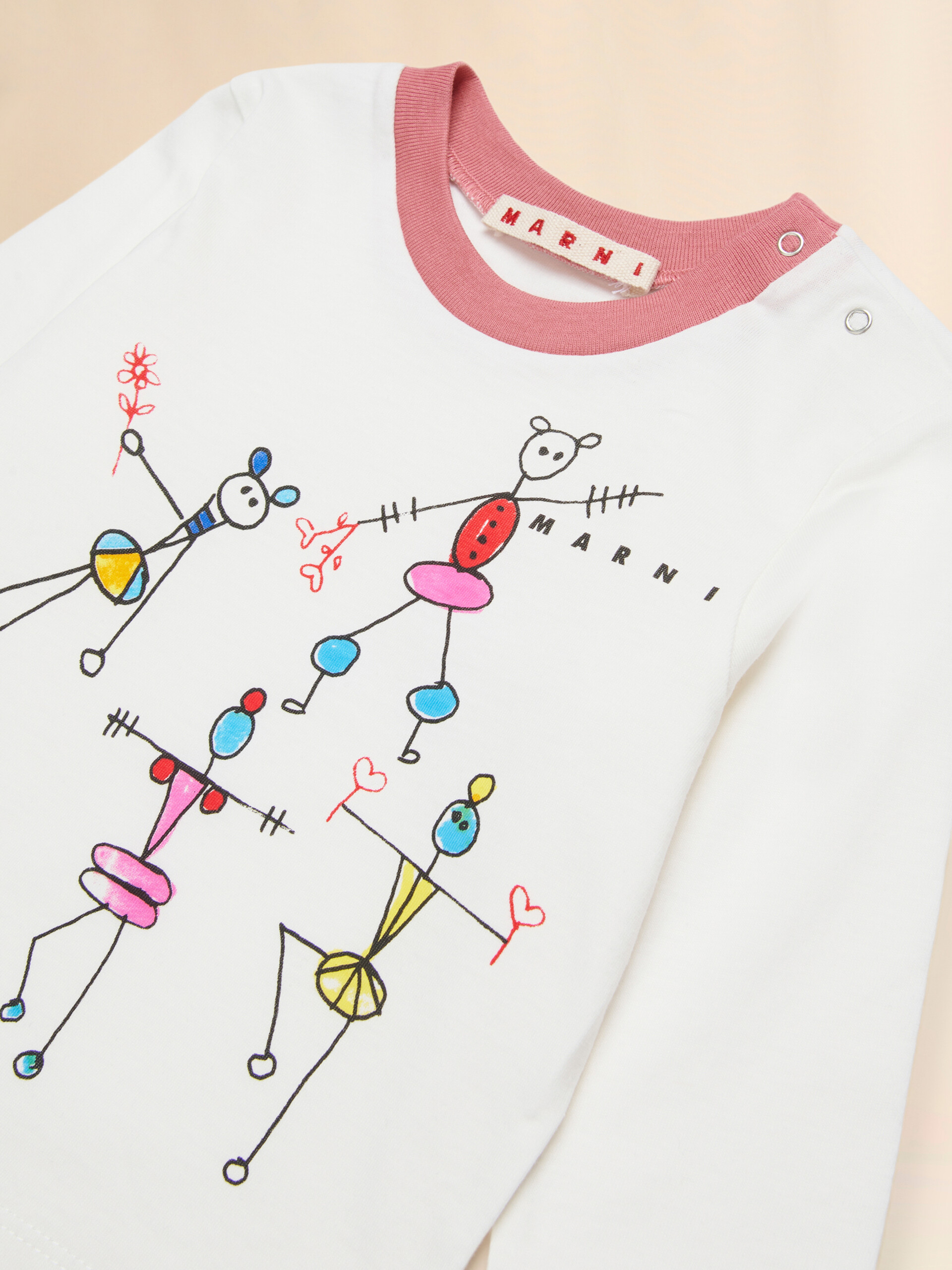 Off-white cotton sweatshirt with Fiorellini/Stecchini print - T-shirts - Image 3