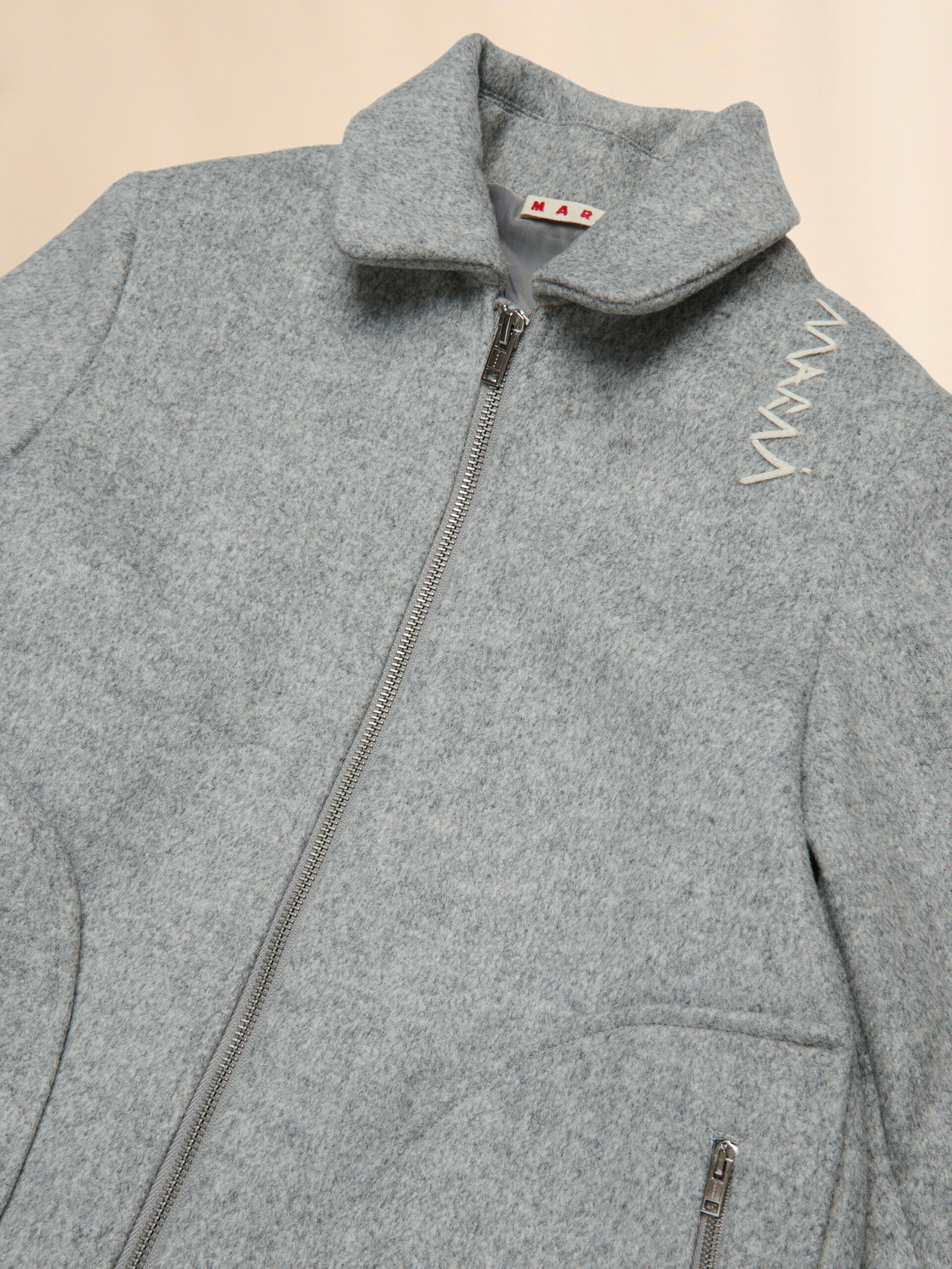 Grey melange wool blend coat with Marni Symbol - Jackets - Image 3
