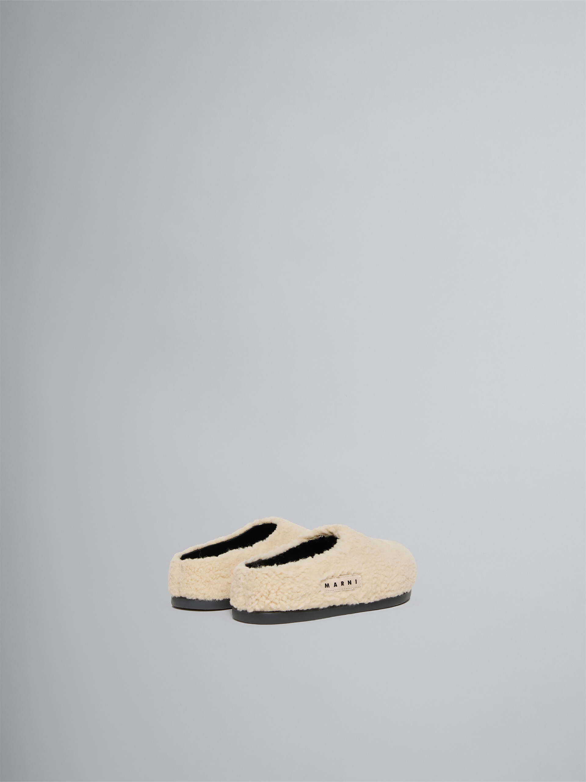 Cream faux shearling fussbett sabot - Sandals - Image 3