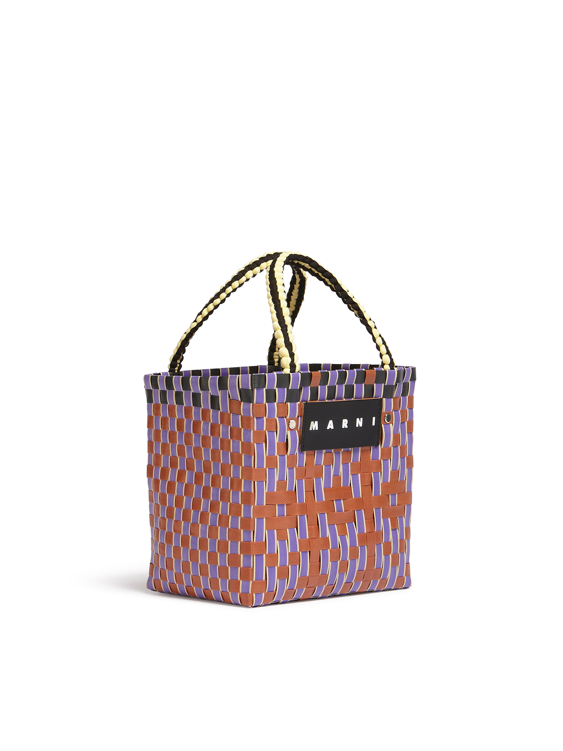 MARNI MARKET BASKET bag in brown diamond woven material - Bags - Image 2