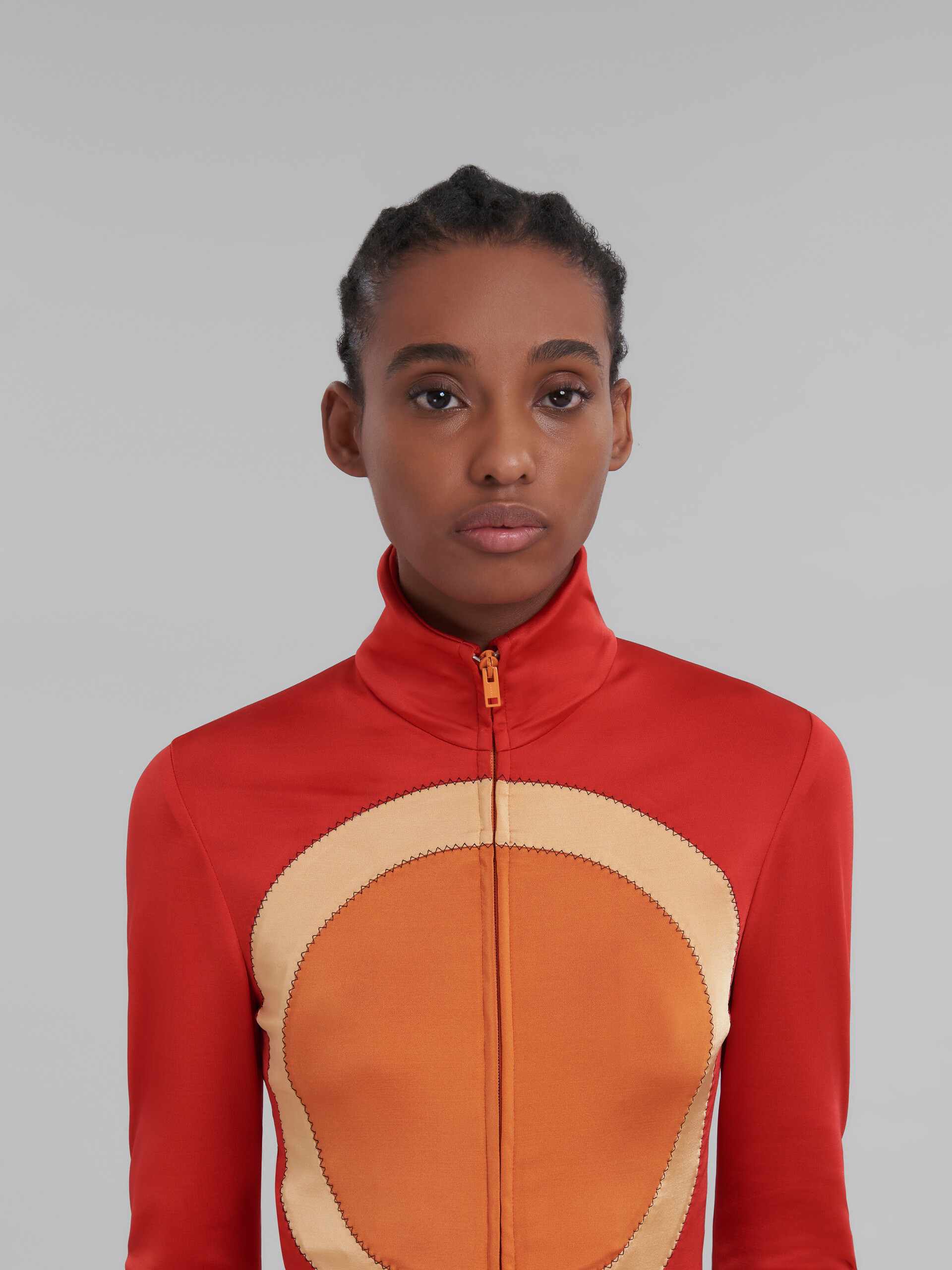 Red jersey jacket with circle inlays - Jackets - Image 4