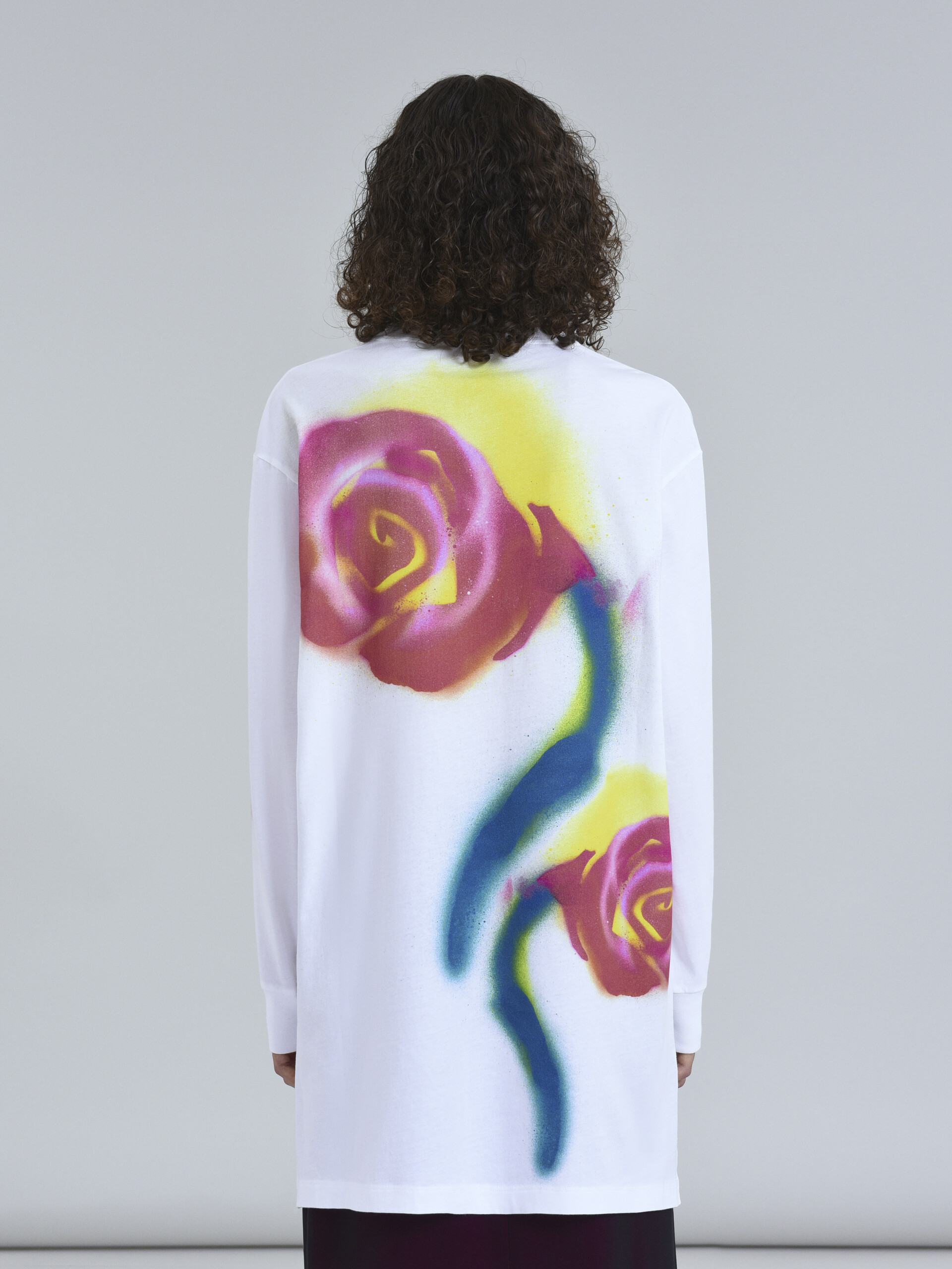 Stencil Flower print cotton jersey long-sleeved T-shirt - T-shirts - Image 3