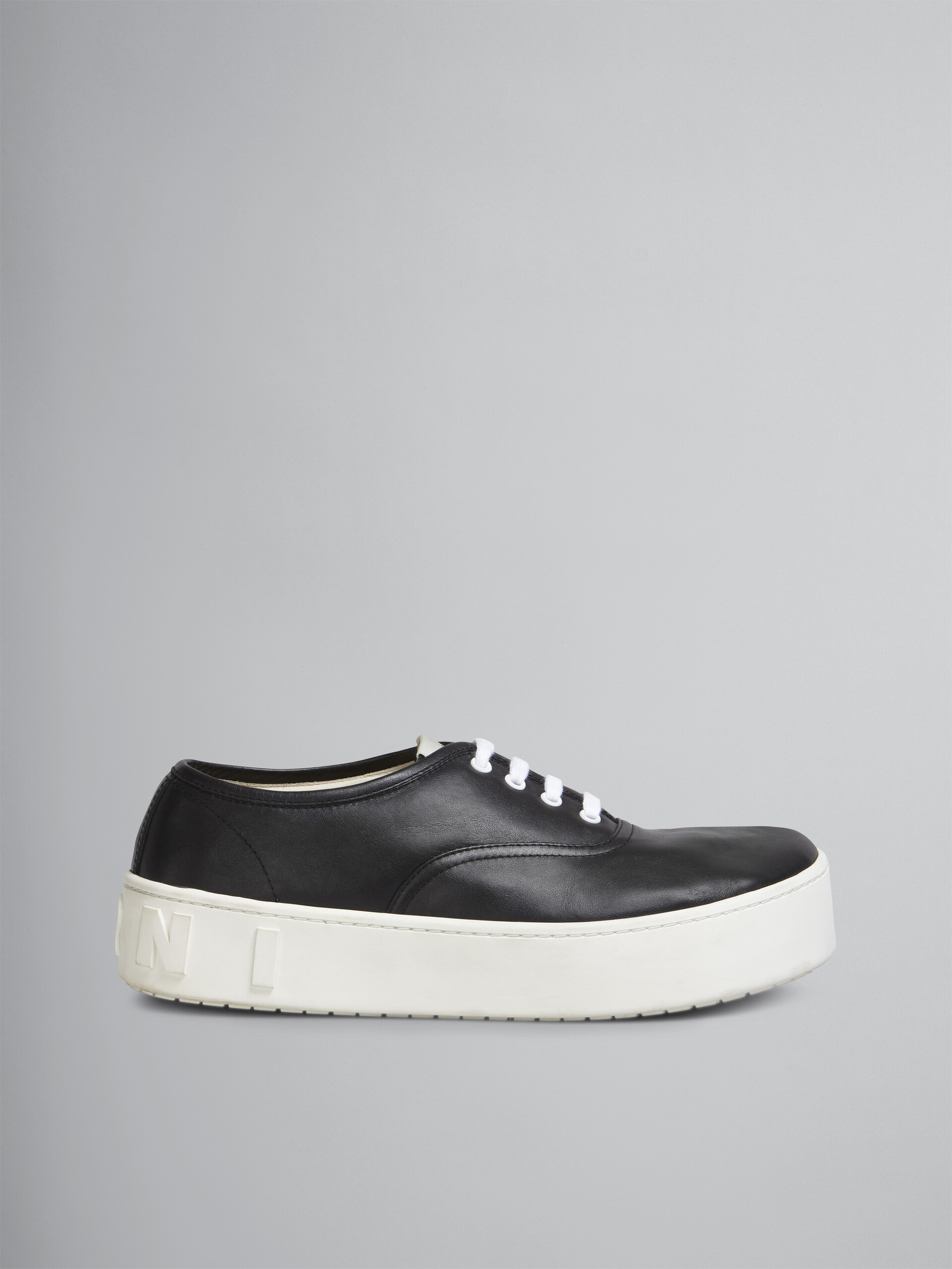 Black leather sneaker with maxi logo - Sneakers - Image 1