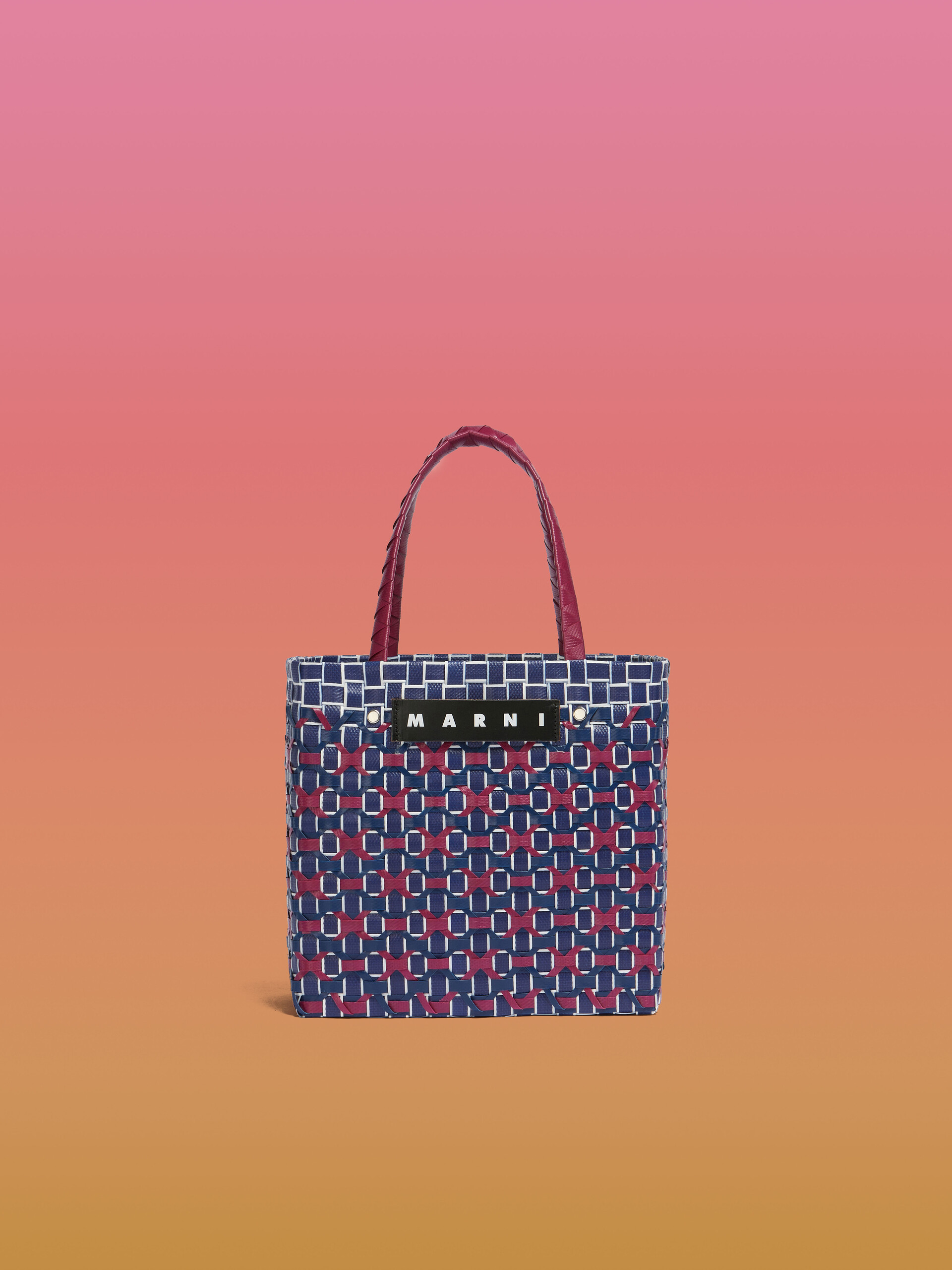 Blue And Red Marni Market Criss-Cross Mini Basket Bag - Shopping Bags - Image 1